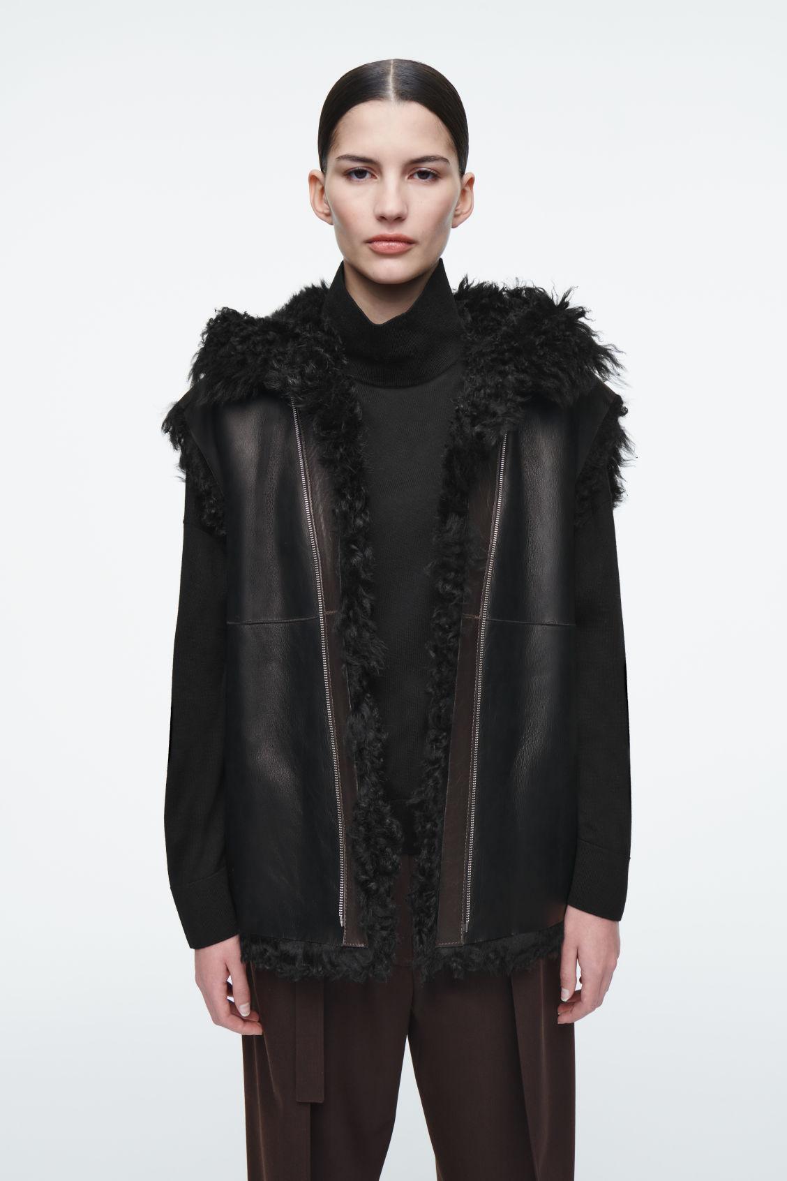 SHEARLING-LINED NAPPA HOODED JACKET Product Image