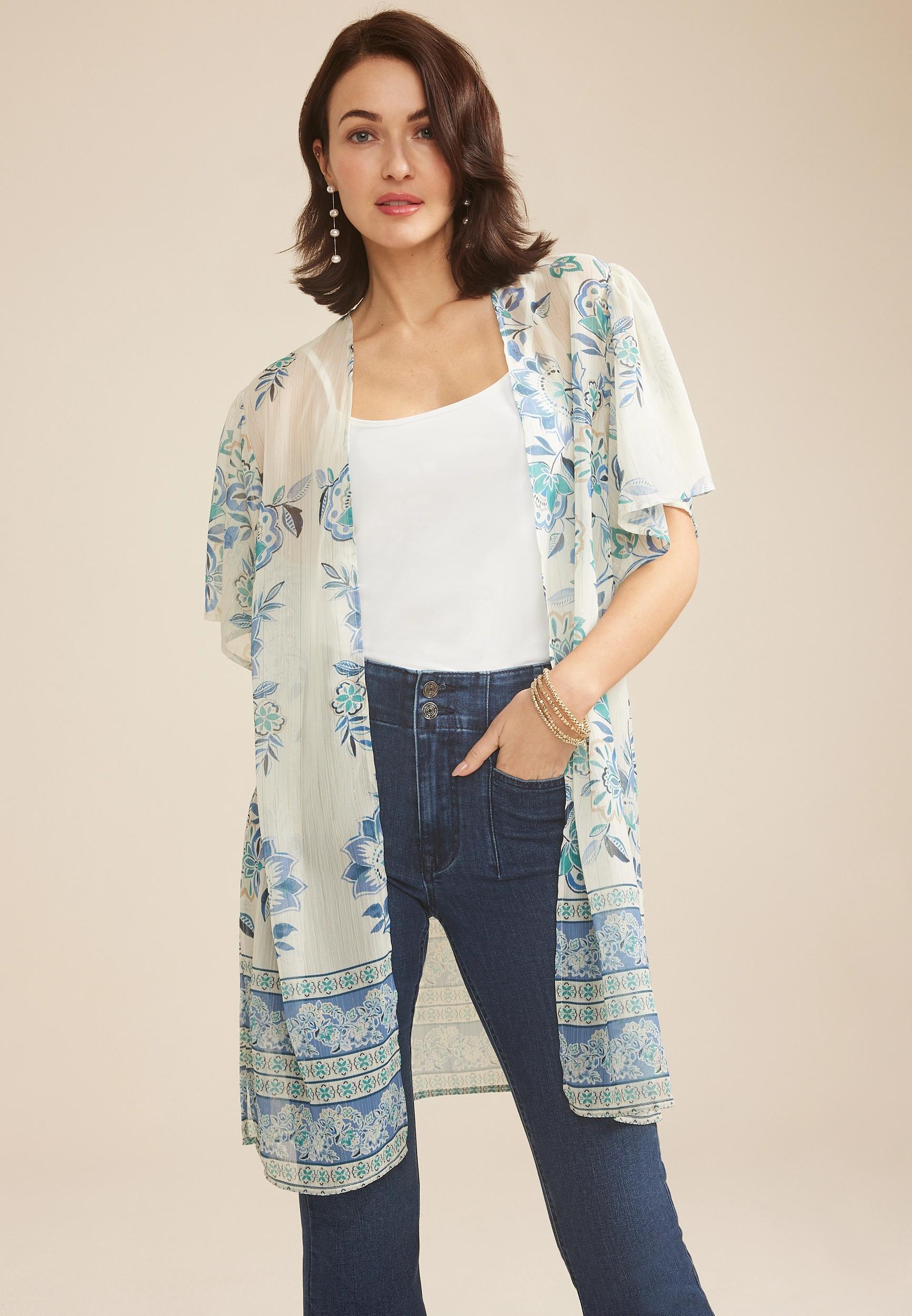 Floral Border Kimono Product Image