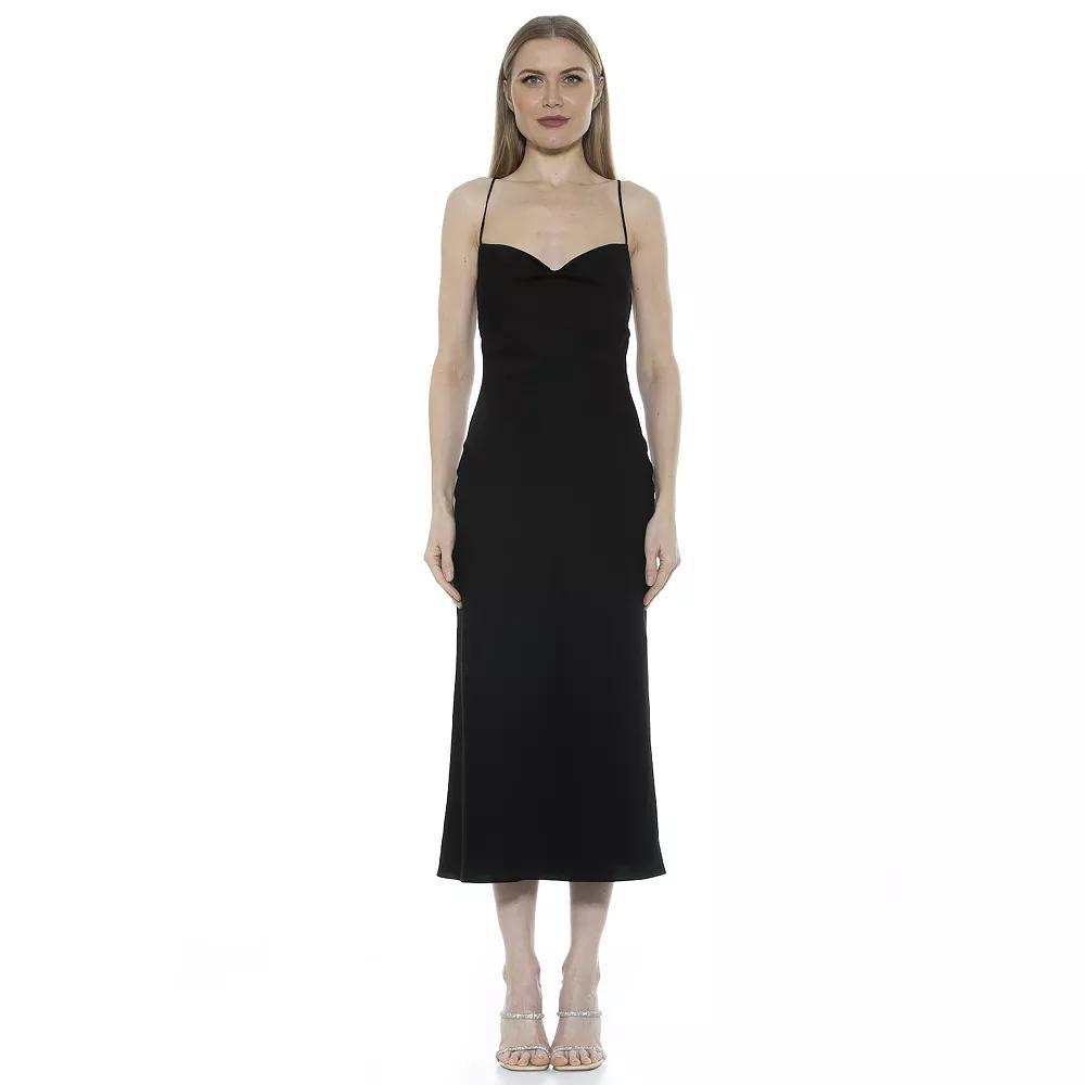Women's ALEXIA ADMOR Dionne Draped Midi Slip Dress,  Product Image