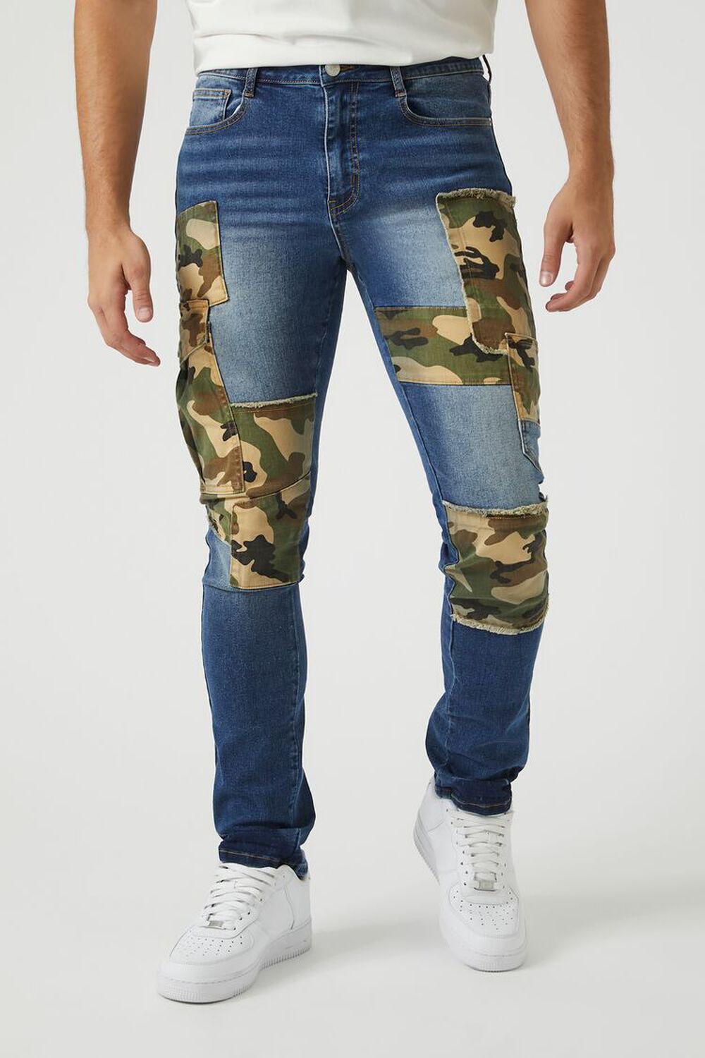 Camo Patchwork Slim-Fit Jeans | Forever 21 Product Image