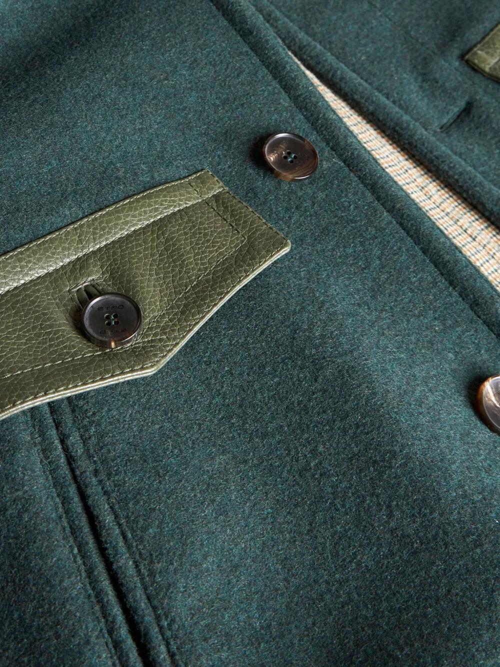 leather-trimmed shirt jacket Product Image