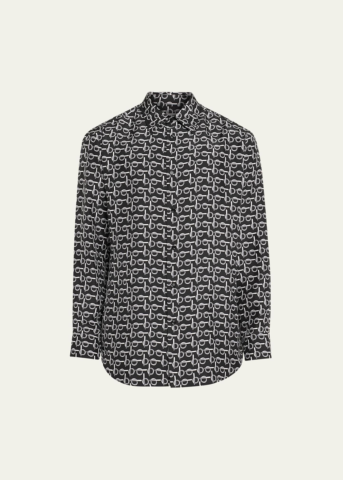 Mens B Lock Logo Silk Dress Shirt Product Image