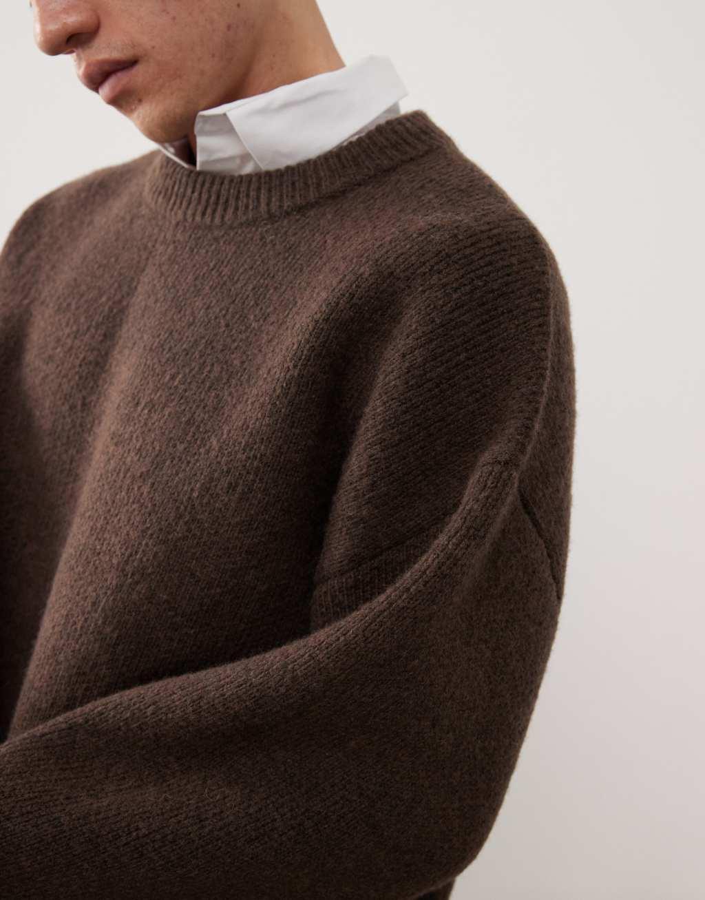 Weekday Teo wool blend oversized sweater in brown Product Image