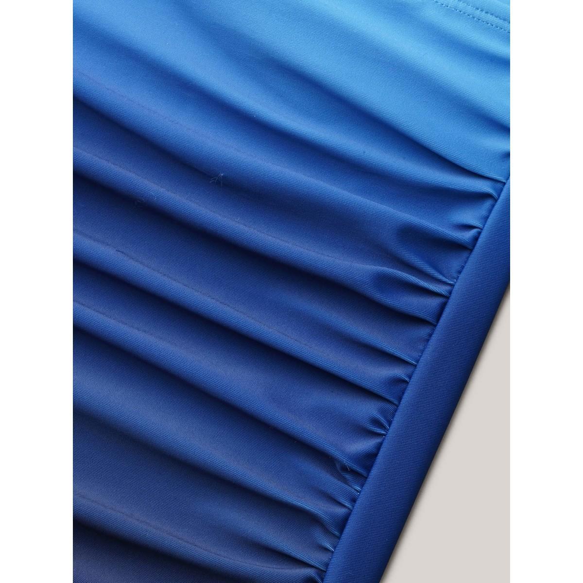 Plus Size Gradient Adjustable Drawstring Ruched One-Piece Swimsuit Women's Swimwear Mediumblue Beach Gathered Curve Bathing Suits High stretch One Pieces BloomChic 22-24/3X Product Image