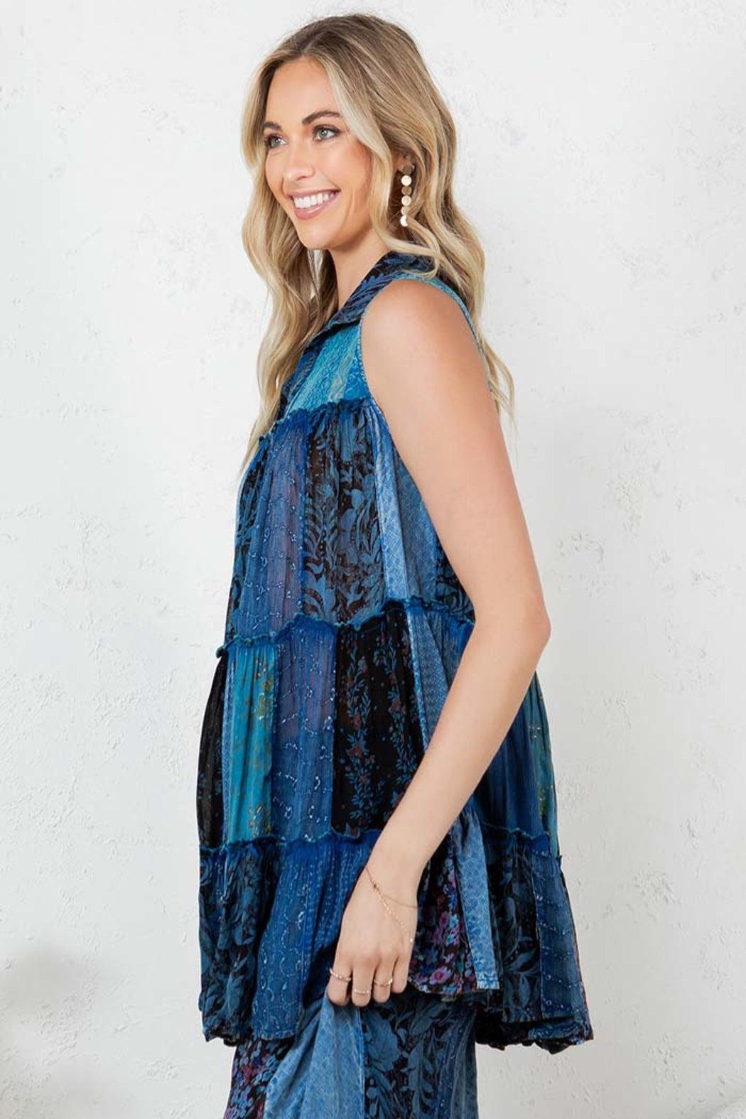 Boho Patchwork Button-down Top Product Image