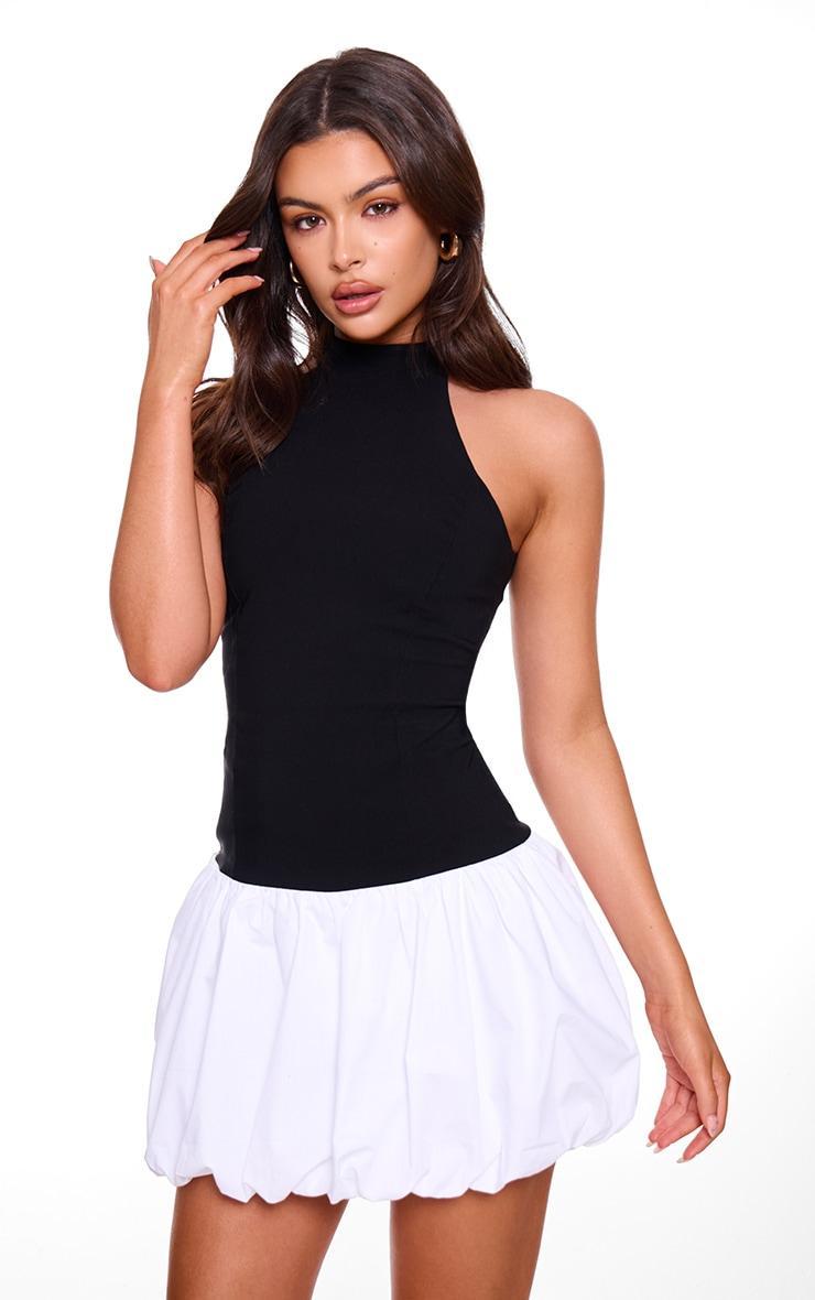 Black Contrast Puffball Dress Product Image