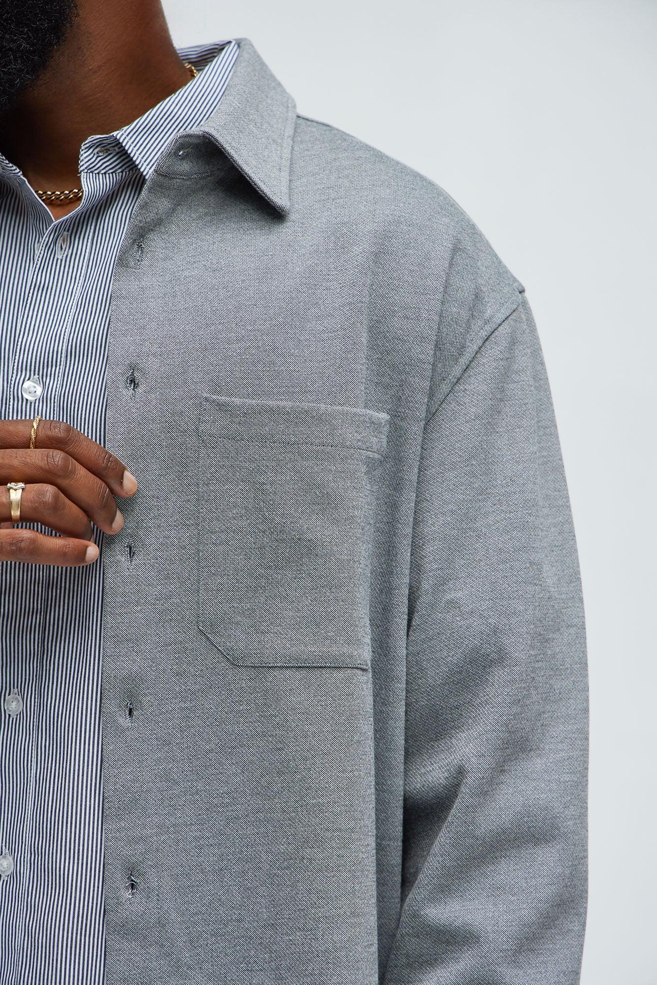 Langley Knit Button Up Shirt - Grey Product Image