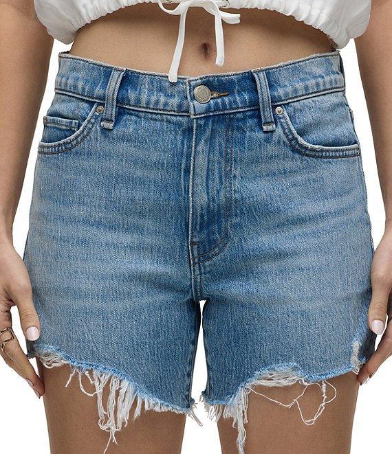 Hudson Jeans Devon High-Rise Frayed Raw Hem Boyfriend Shorts Product Image