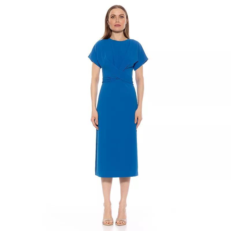 Womens ALEXIA ADMOR Cairo Boatneck Short Sleeve Sheath Dress Blue Blue Product Image