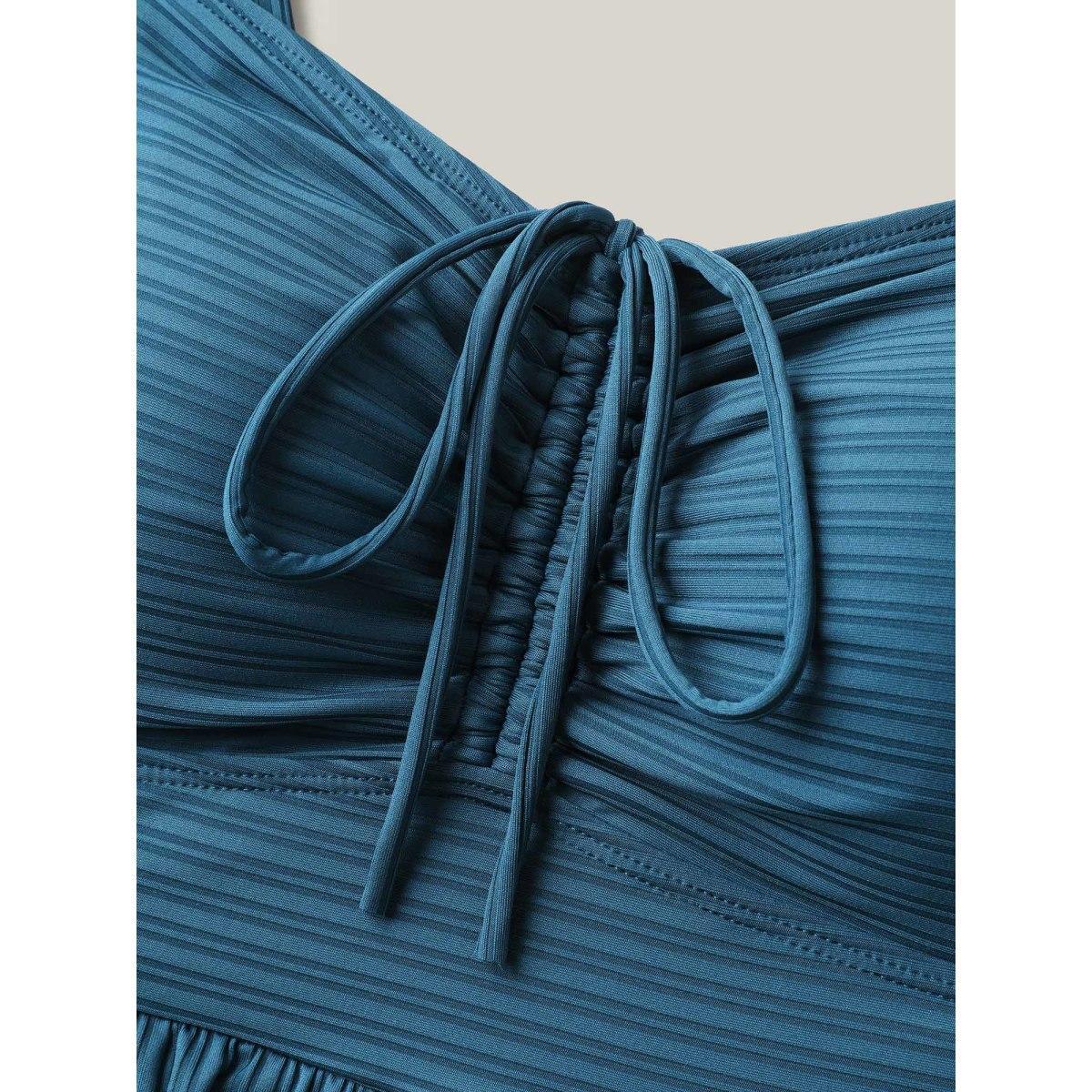 Plus Size Adjustable Drawstring Pockets One-Piece Swimsuit Women's Swimwear Cyan Resort Drawstring Curve Bathing Suits High stretch One Pieces BloomChic 14-16/1X Product Image