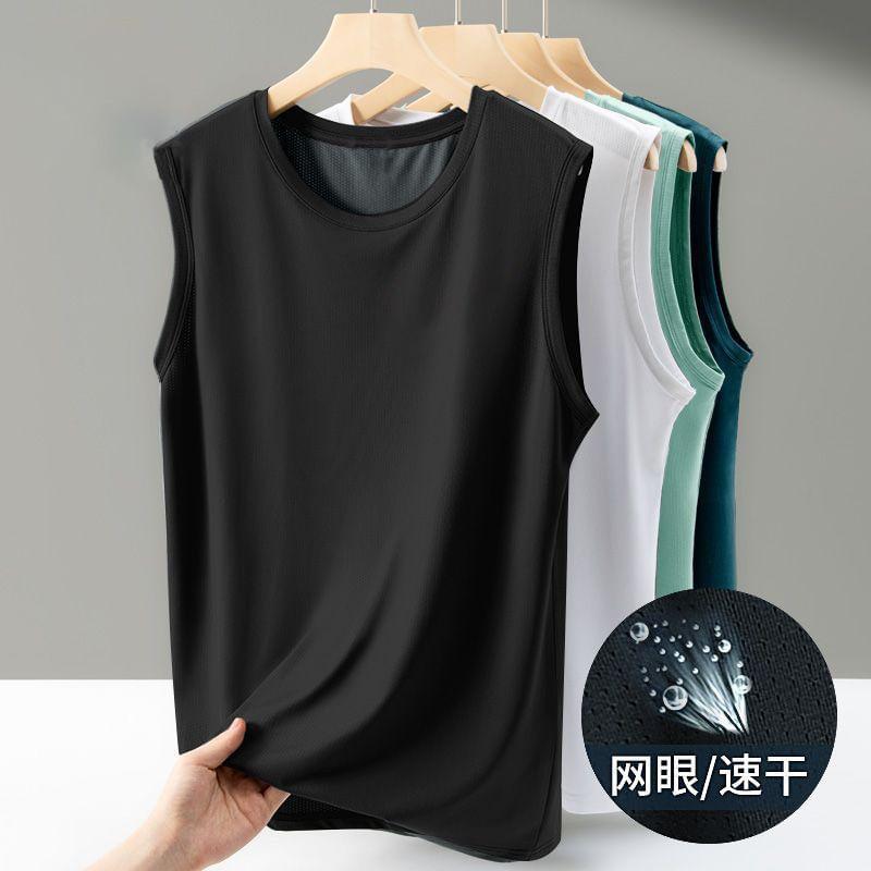 Round Neck Plain Tank Top Product Image