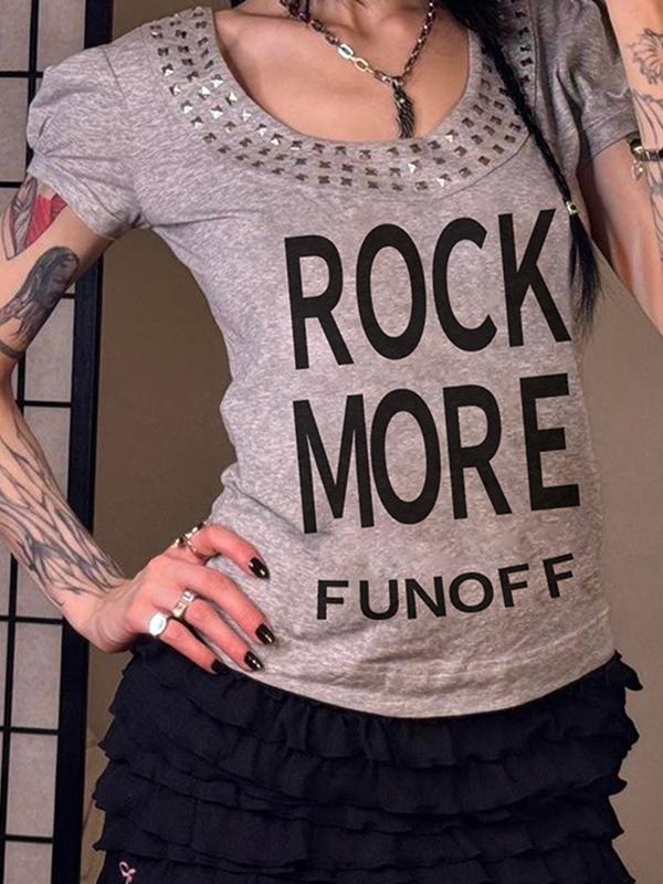 Letter Print Short Sleeve Tee Product Image