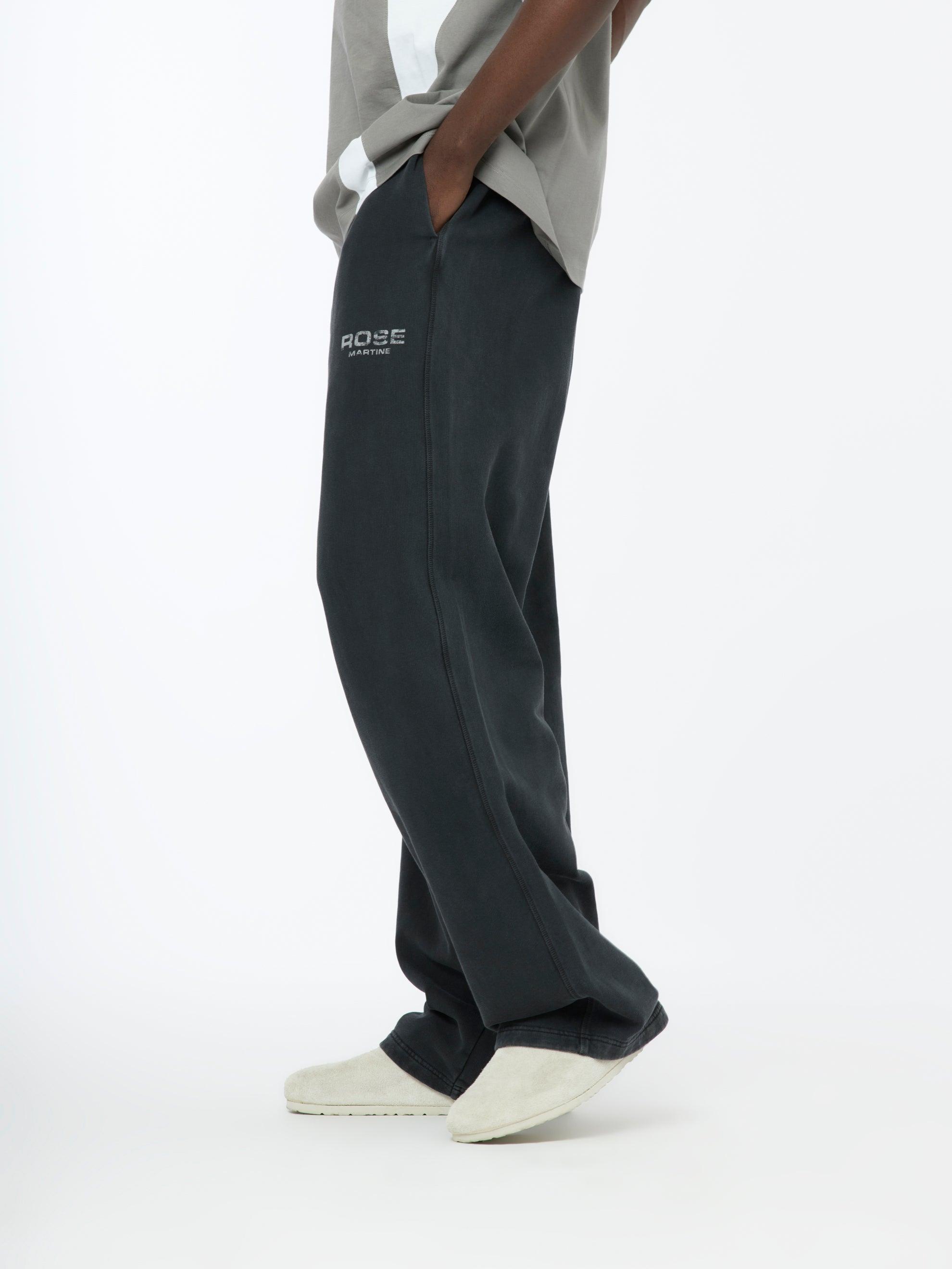 Rose Wide Leg Trackpant (Washed Black) Product Image