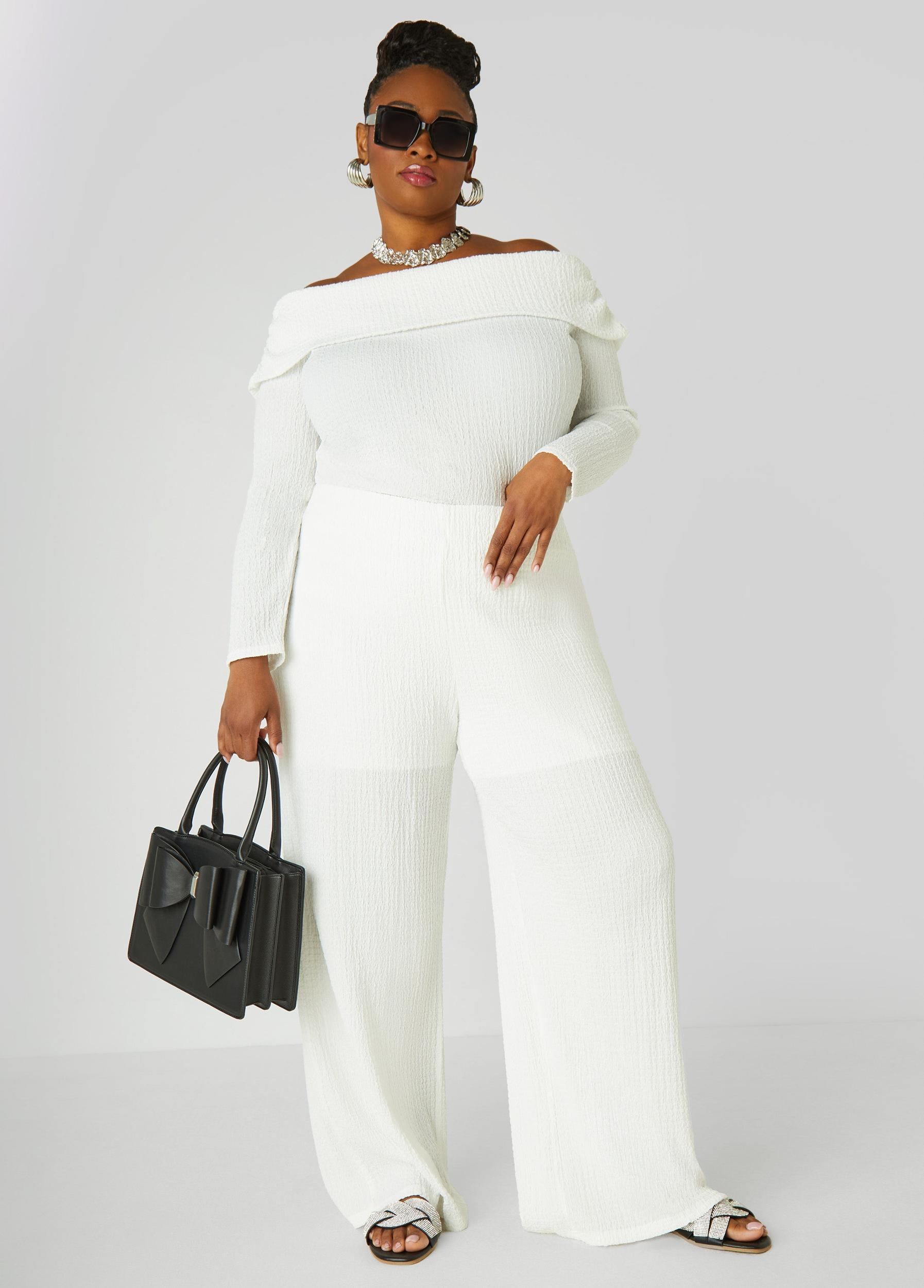 Plus Size Textured Off The Shoulder Top Ashley Stewart Product Image