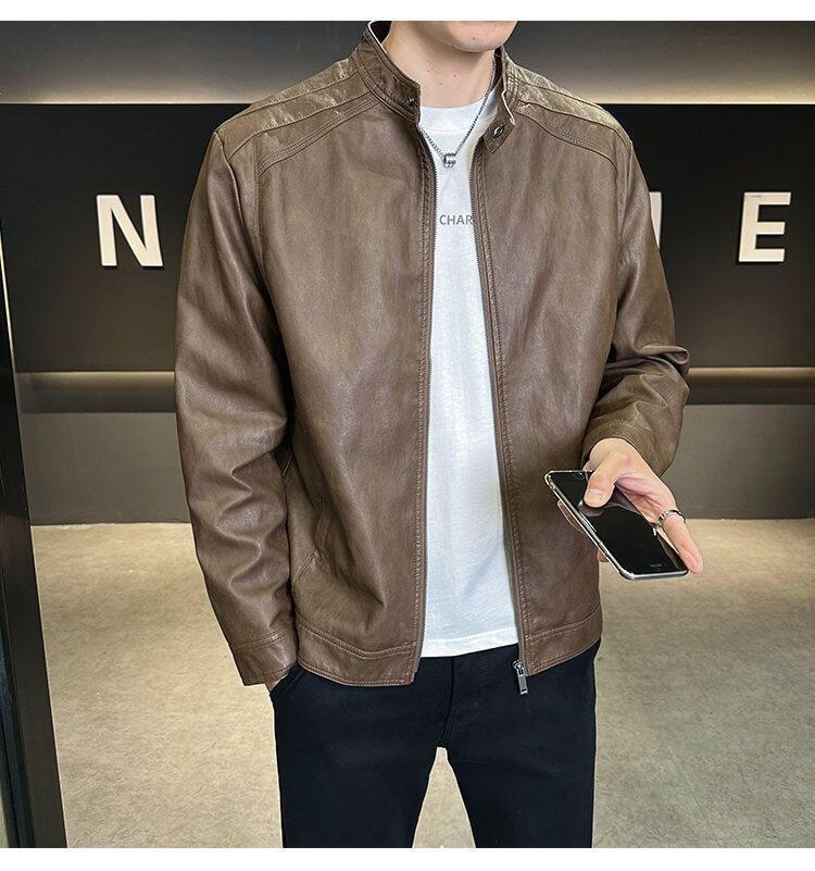 Faux Leather Zip-Up Jacket Product Image