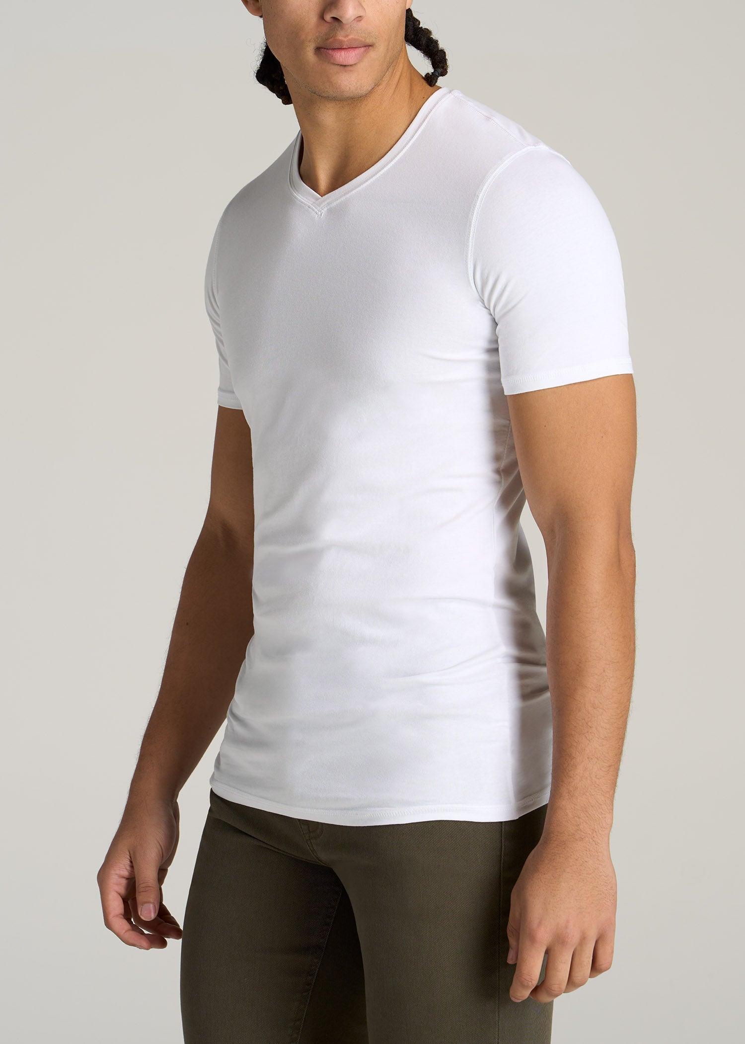 The Essential SLIM-FIT V-Neck Tee for Tall Men in White Male Product Image