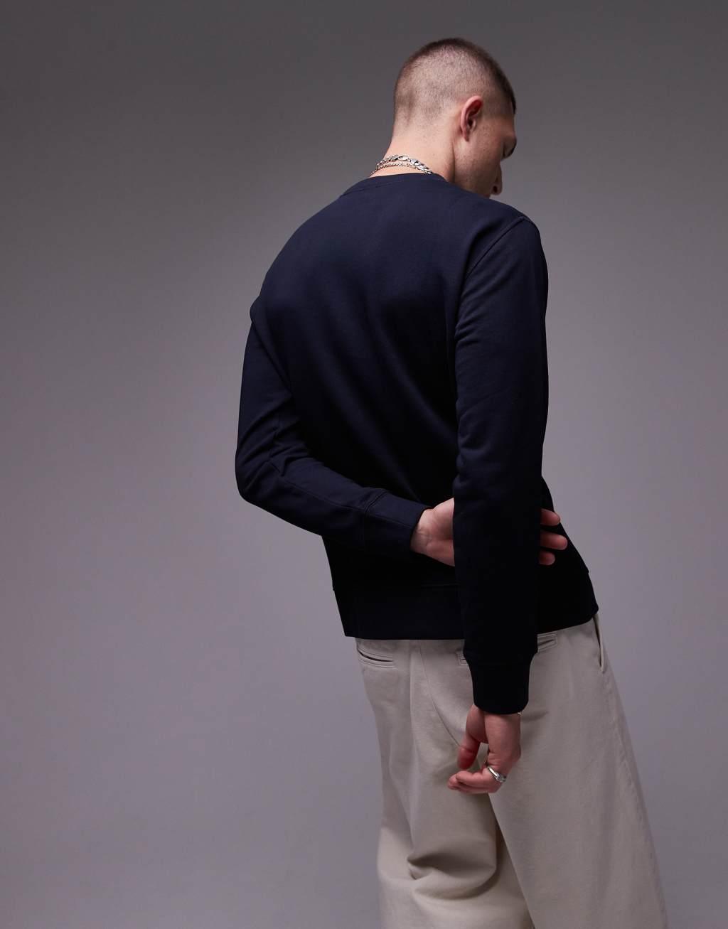 ARKET terry jersey vintage look sweatshirt in navy blue Product Image