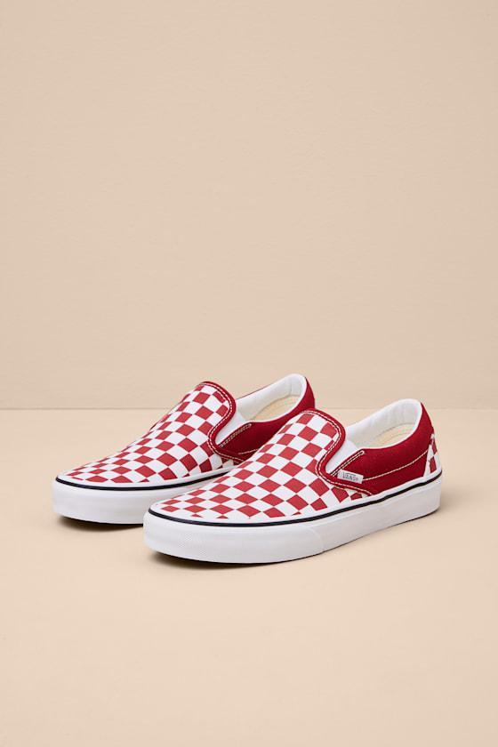 Classic Chili Pepper Checkerboard Slip-On Sneakers Product Image