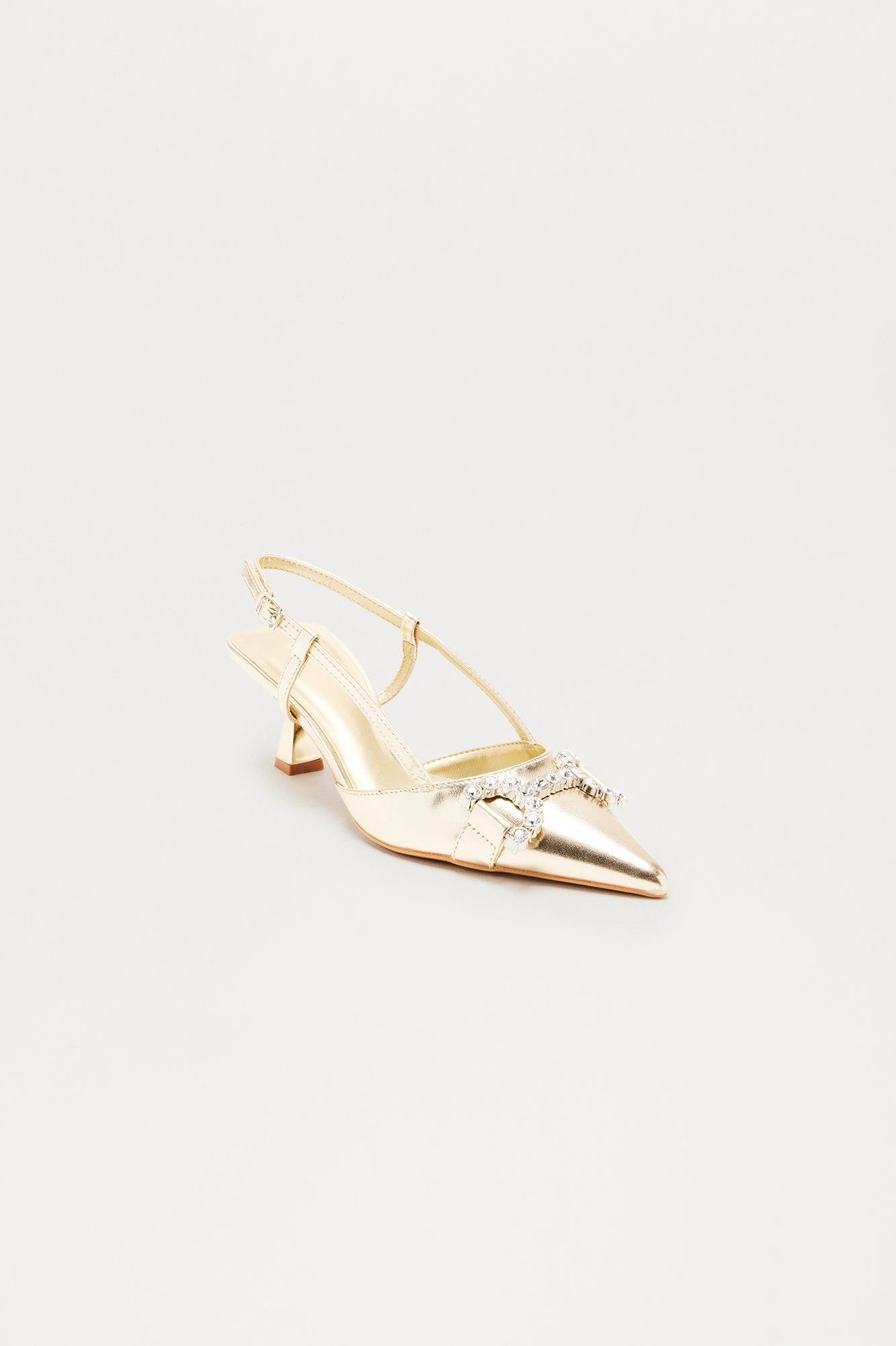 Gloss Slingback Pumps - Gold Product Image