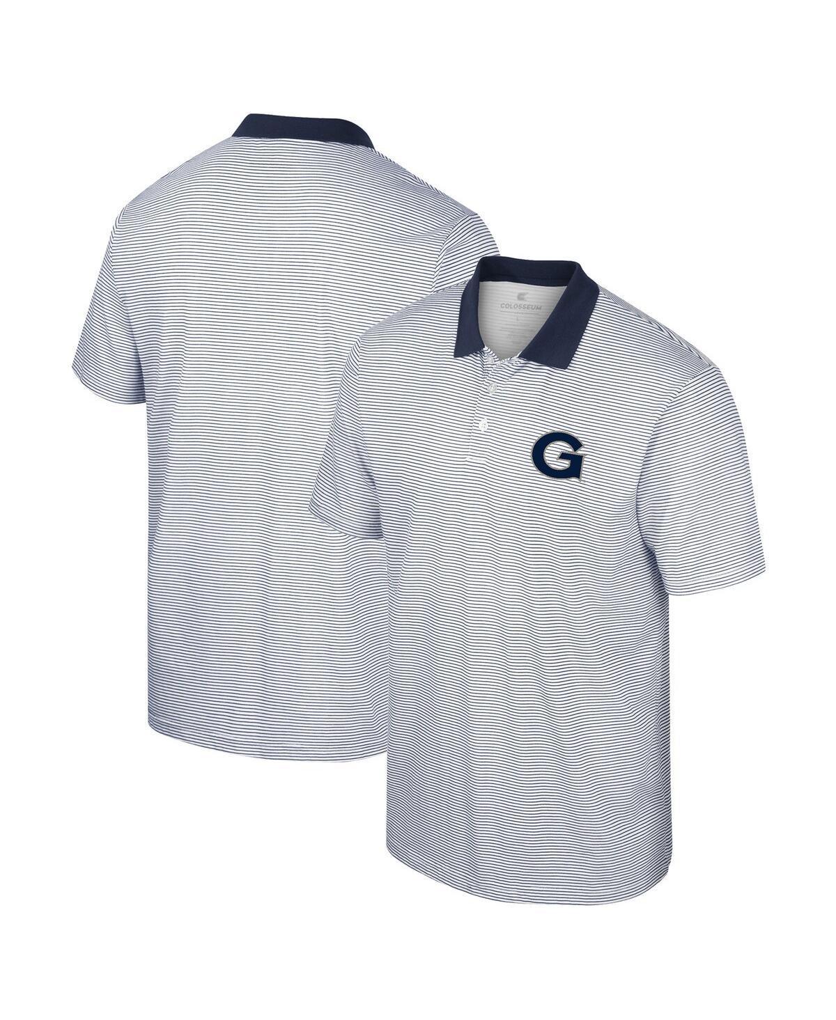 Men's Colosseum White Georgetown Hoyas Print Stripe Polo, Size: Large, Grg White Product Image