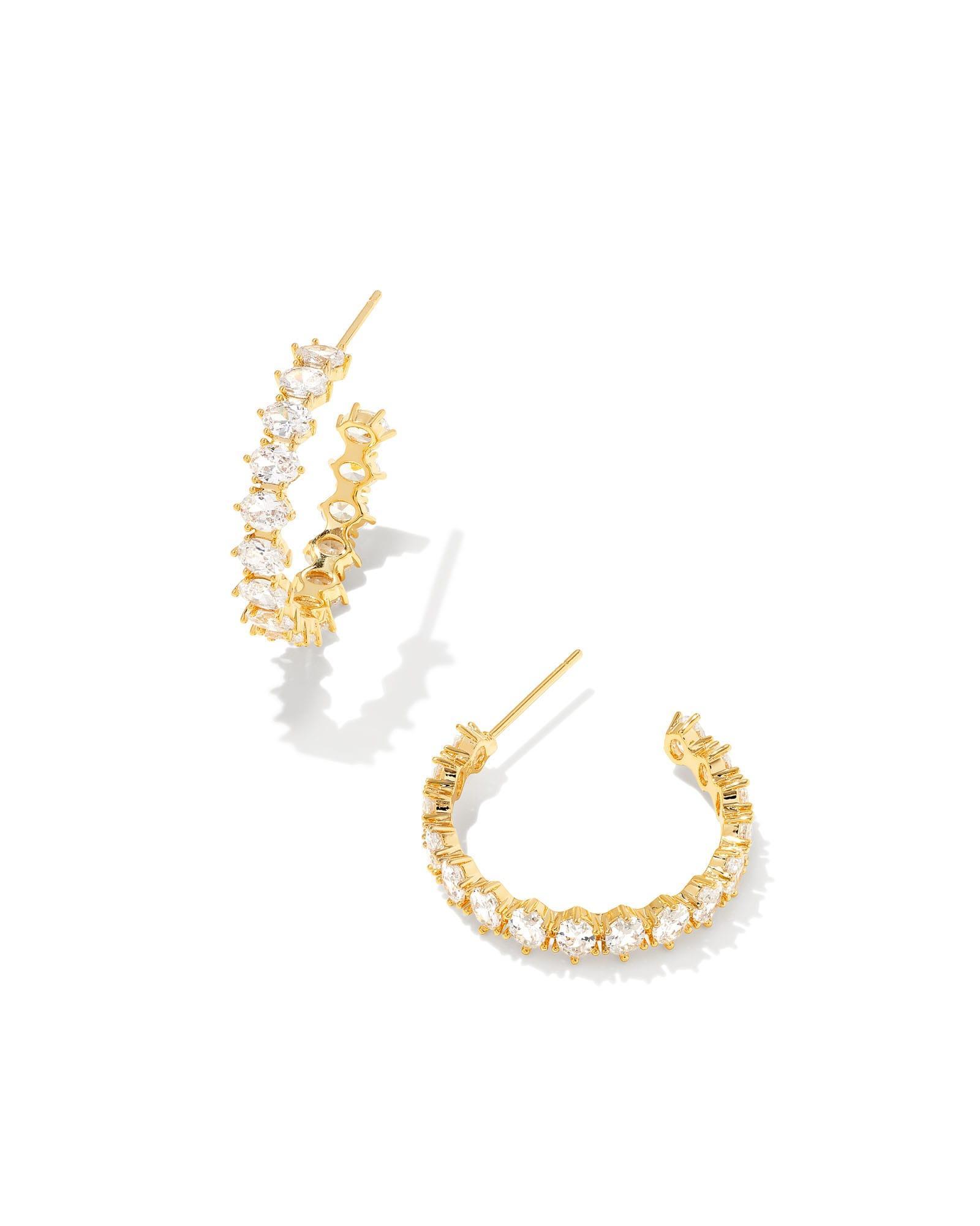 Kendra Scott Cailin Crystal Hoop Earrings - White CZ Product Image