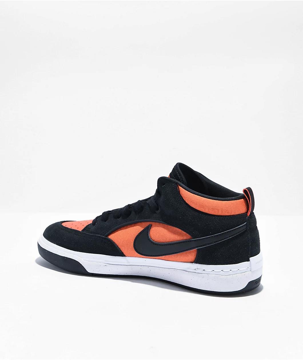 Nike SB React Leo Black & Orange Skate Shoes Product Image