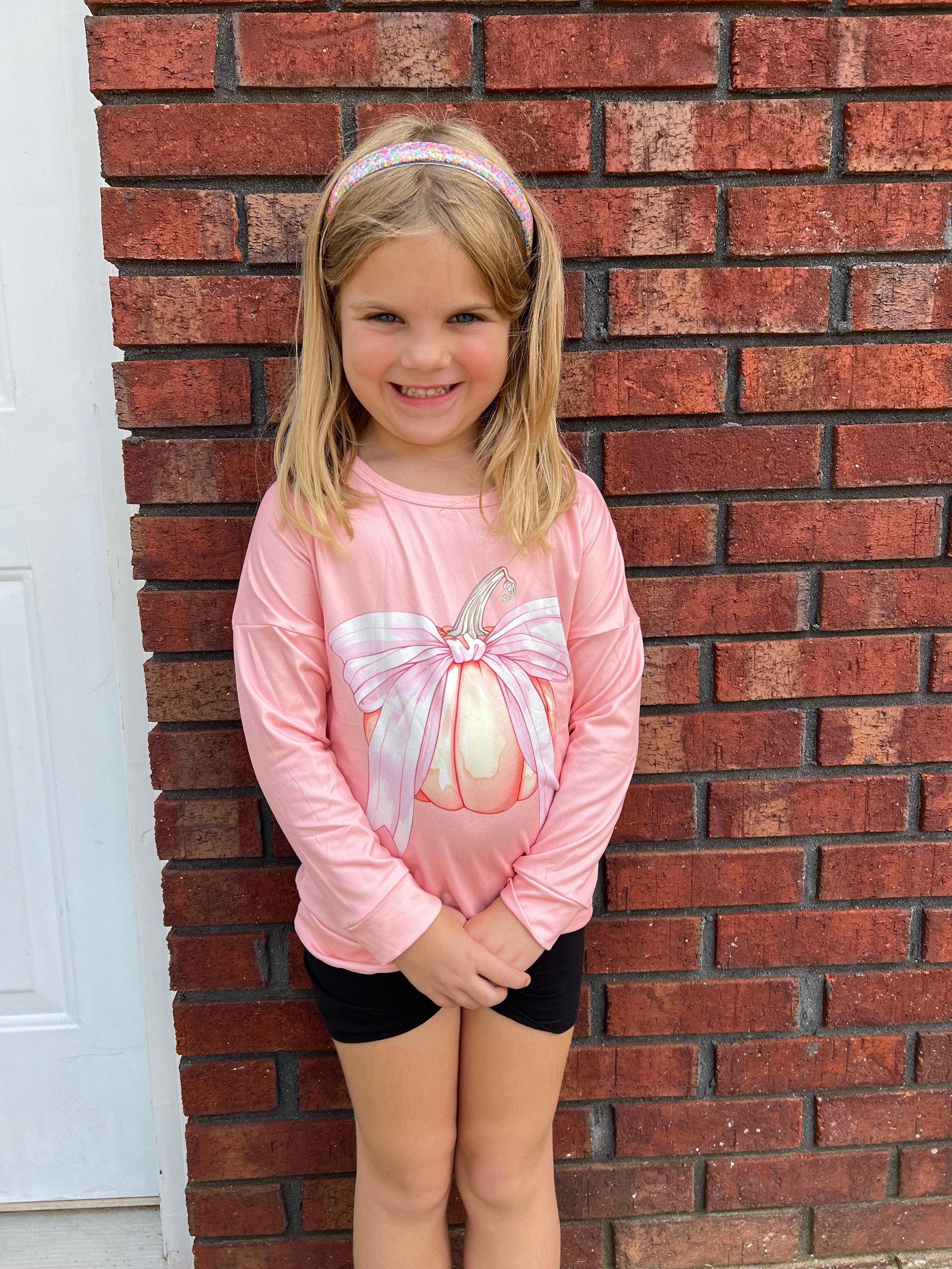 Pink Pumpkin Bow Shirt Product Image