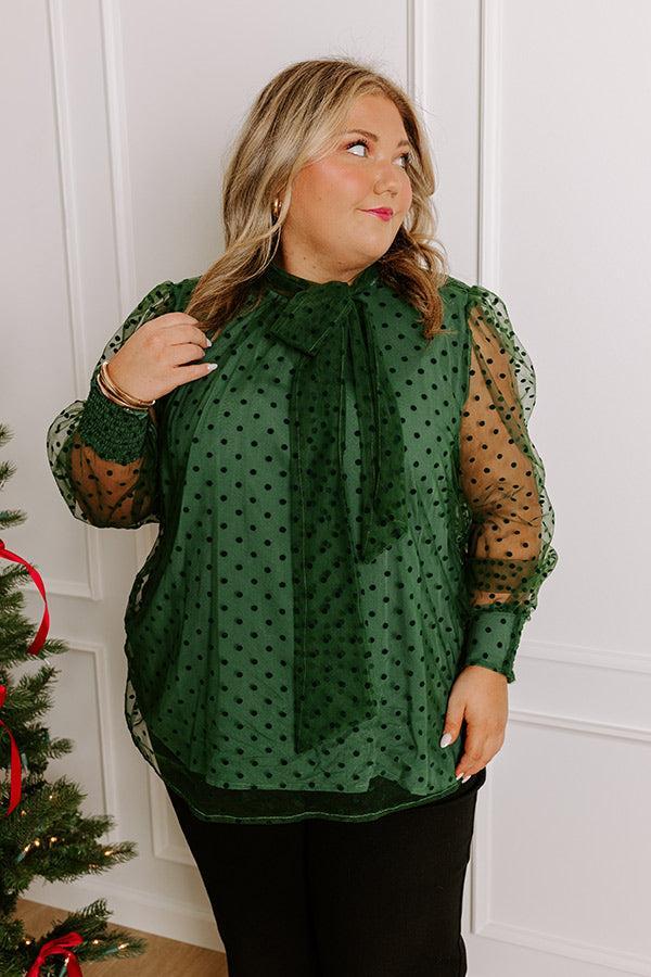 First Kiss Dreaming Shift Top In Hunter Green Curves Product Image