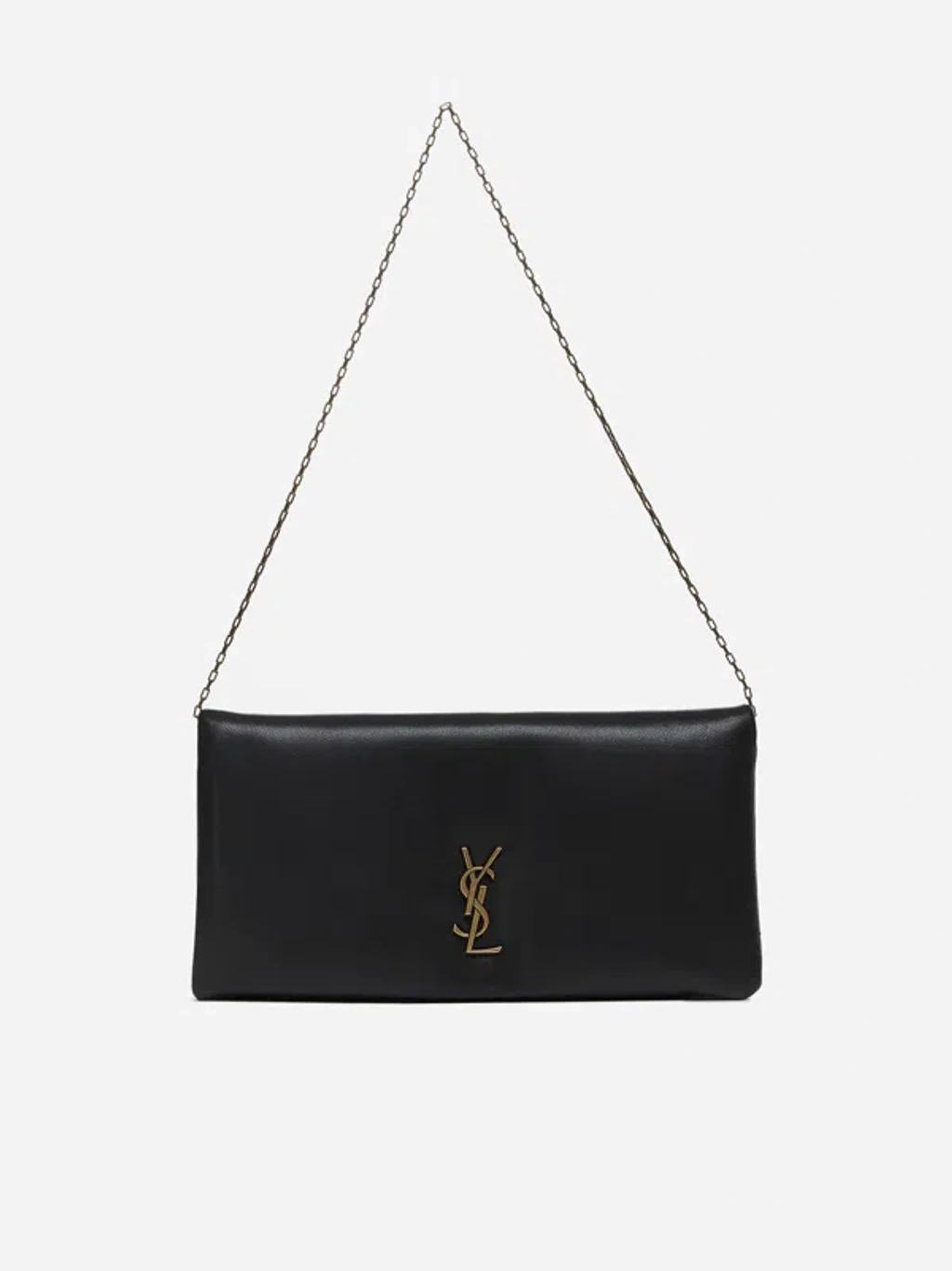 SAINT LAURENT Monogram Leather Wallet On Chain In Black Product Image