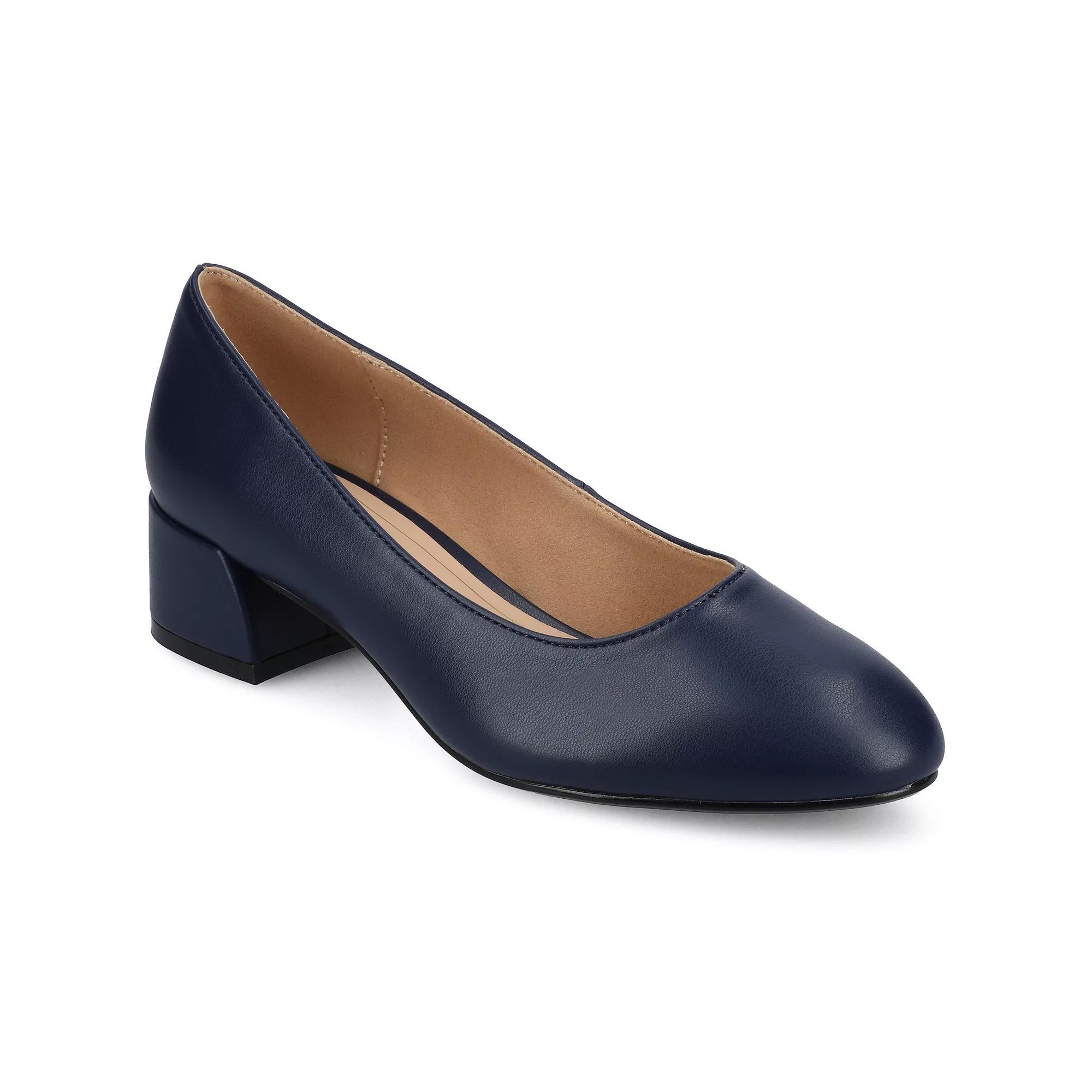 Journee Medium and Wide Width Saarii Women's Slip-On Block Heel Pumps, Size: 11, Blue Product Image