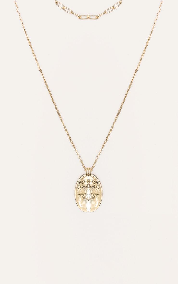 Gold Oval Molten Pendant Necklace Product Image