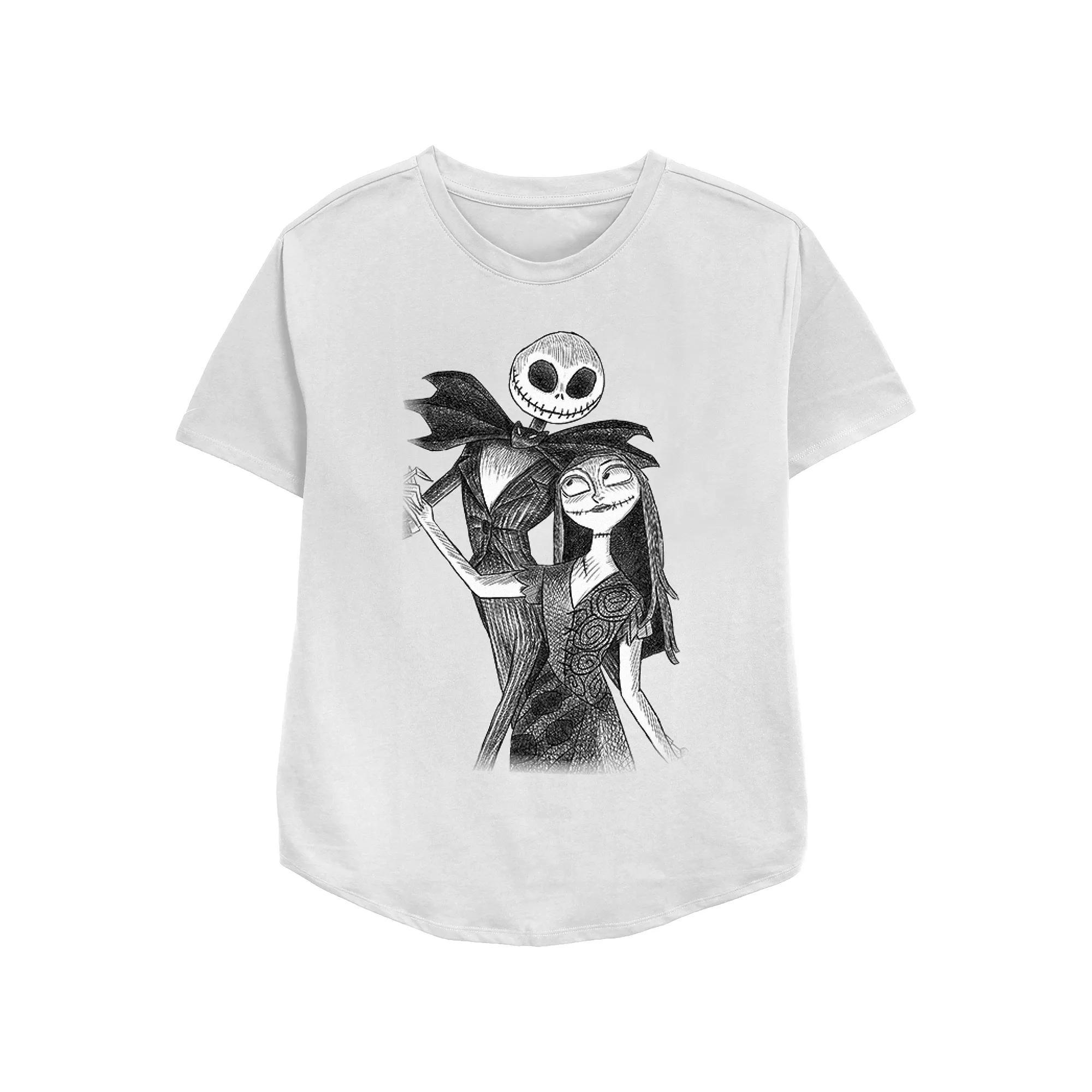 Disney's The Nightmare Before Christmas Juniors' Jack And Sally Draw Relaxed Fit Graphic Tee, Women's,  Product Image