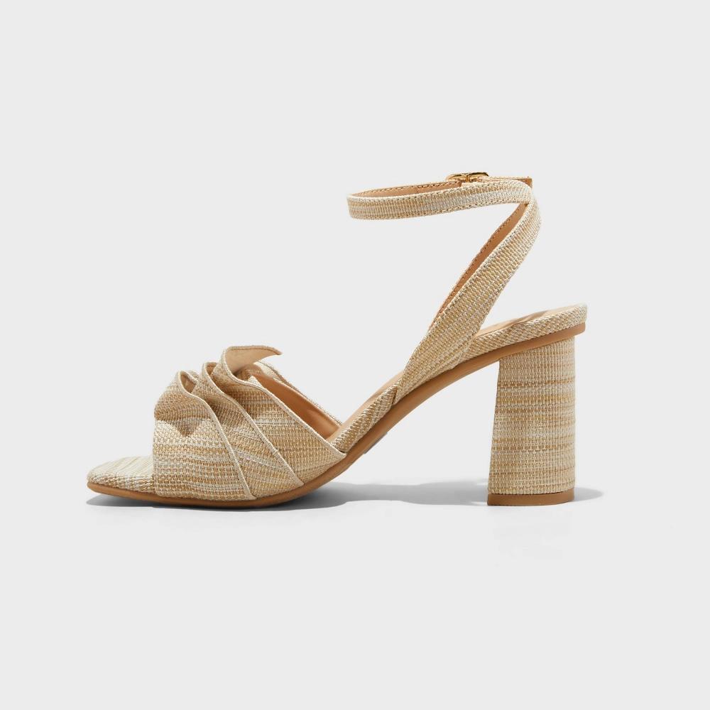 Womens Stassi Raffia Ruffle Heels - A New Day Beige Product Image