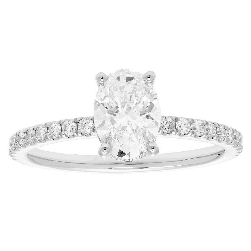 Evergreen Diamonds 14k Gold 1 3/8 Carat T.W. IGL Certified Oval Lab-Grown Diamond Hidden Halo Ring, Womens Product Image