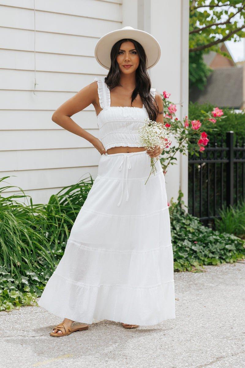 White Ruffle Smocked Tank Top - FINAL SALE Product Image