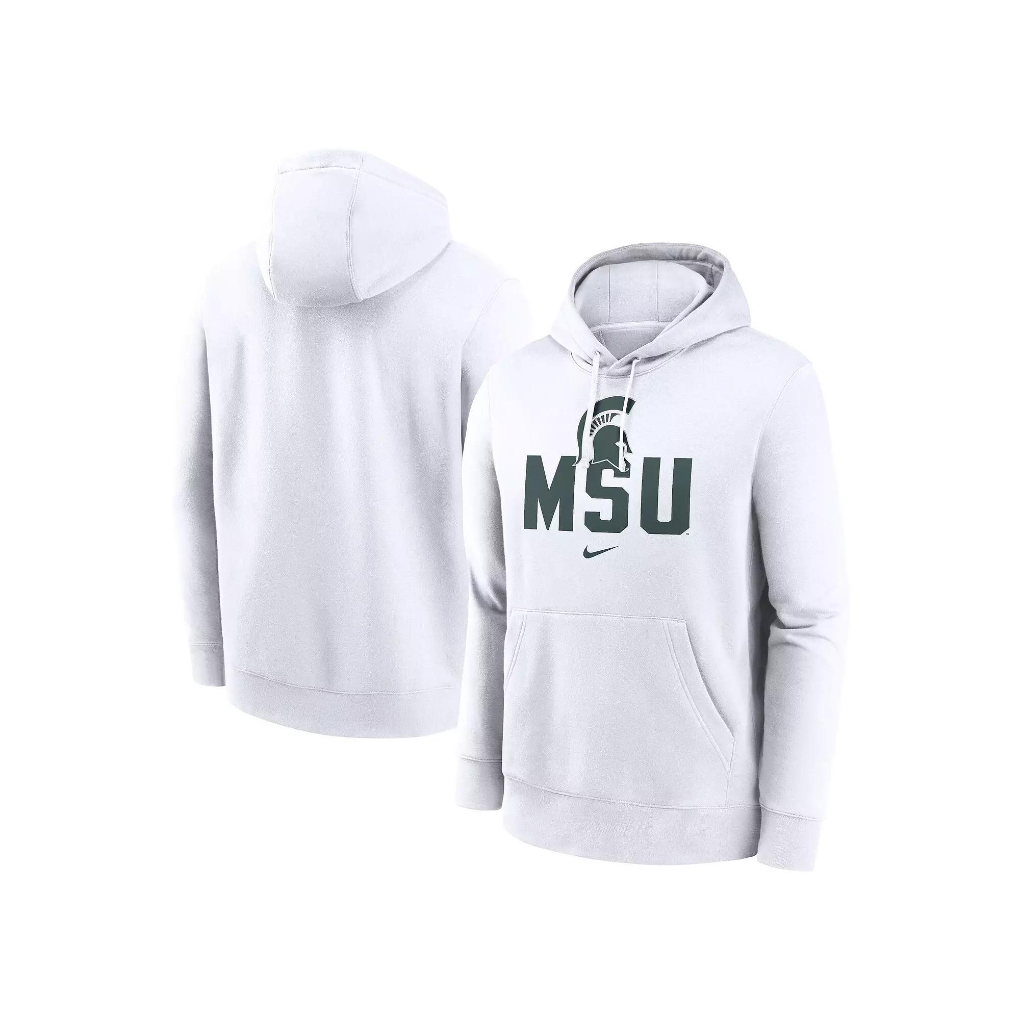 Men's Nike White Michigan State Spartans Primetime Club Fleece Pullover Hoodie, Size: 2XL Product Image