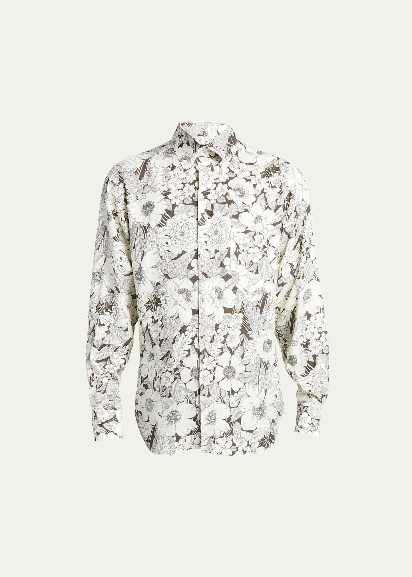 Mens Floral-Print Sport Shirt Product Image