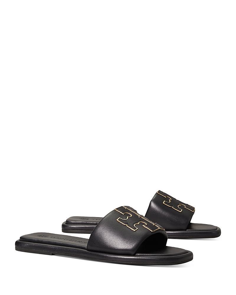 Womens Double-T Monogram Padded Leather Slide Sandals Product Image