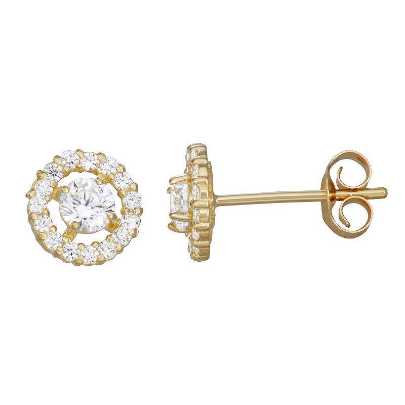 Flower Cluster Cubic Zirconia Stud Earrings in 10K Gold Product Image