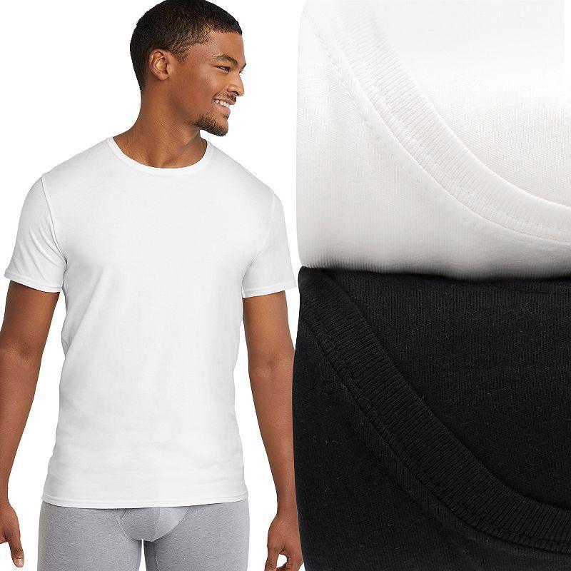 Hanes Originals Ultimate Mens Crewneck T-Shirt, Slim Fit, 2-Pack White/Black L Product Image