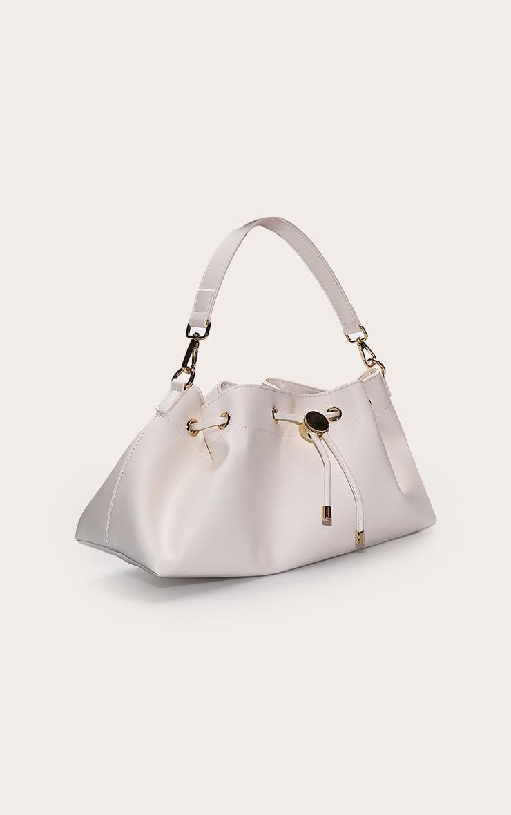 Cream Soft PU Drawstring Shoulder Bag Product Image