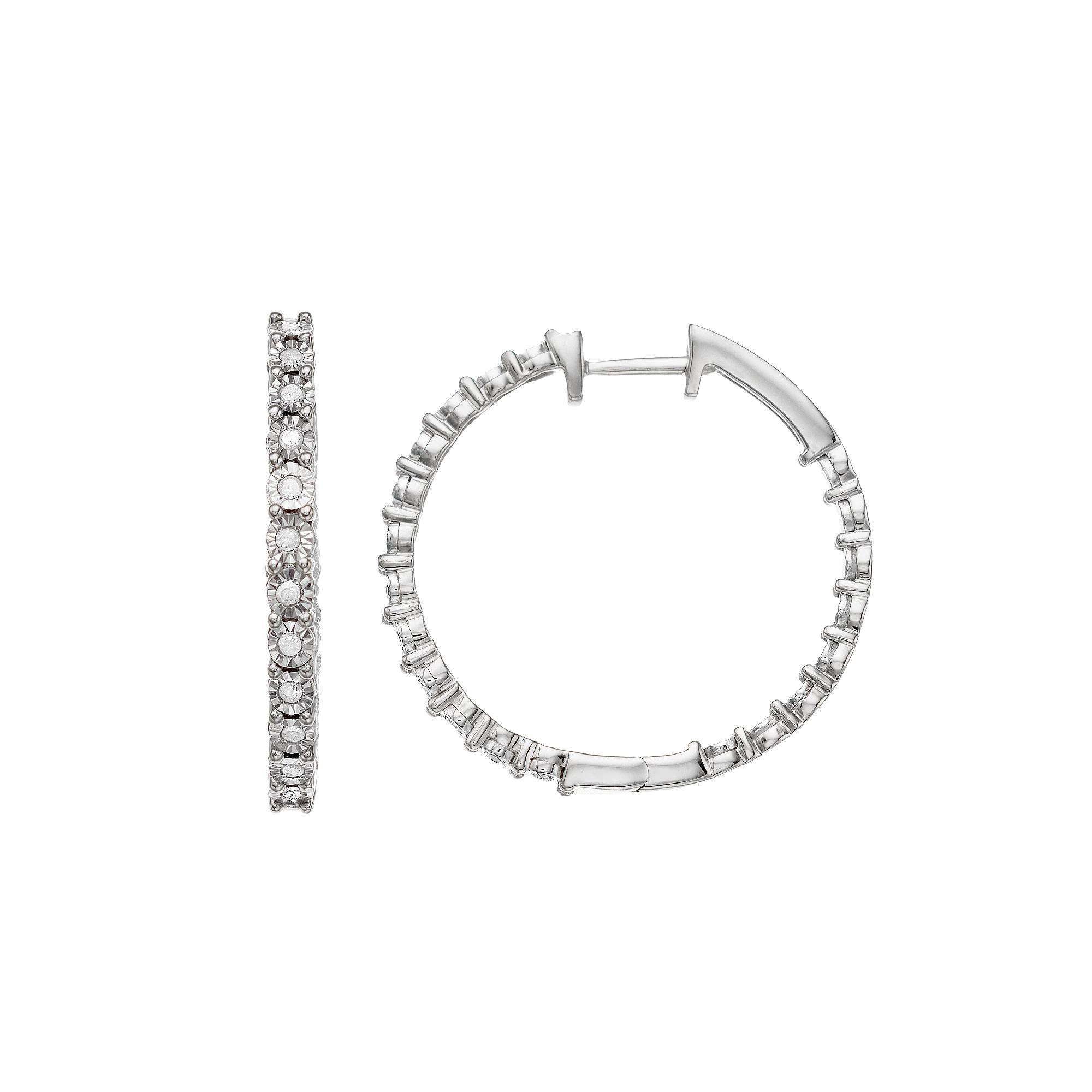 Diamond Brilliance 1/4 Carat T.W. Diamond Hoop Earrings, Women's, Sterling Silver Product Image