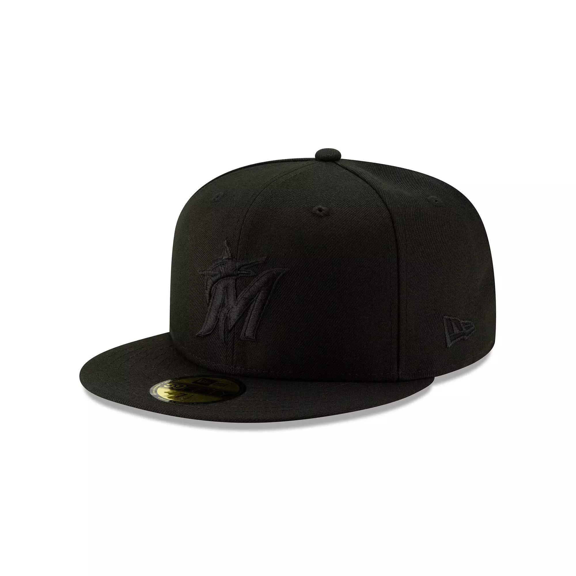 Men's New Era Black Miami Marlins 2019 Black-on-Black 59FIFTY Fitted Hat, Size: 7 1/2 Product Image