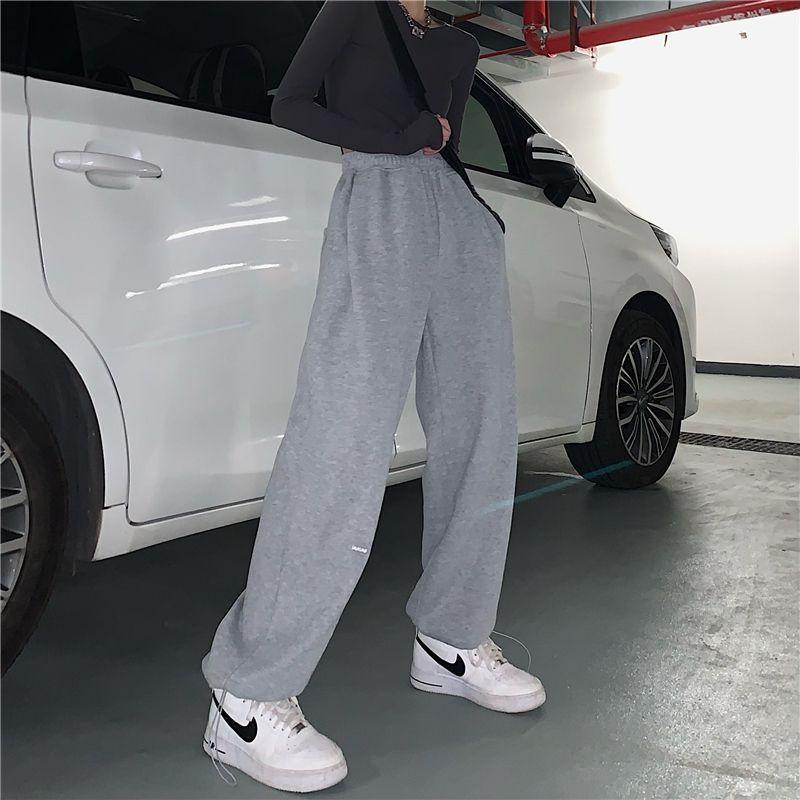 Plain Wide Leg Sweatpants Product Image