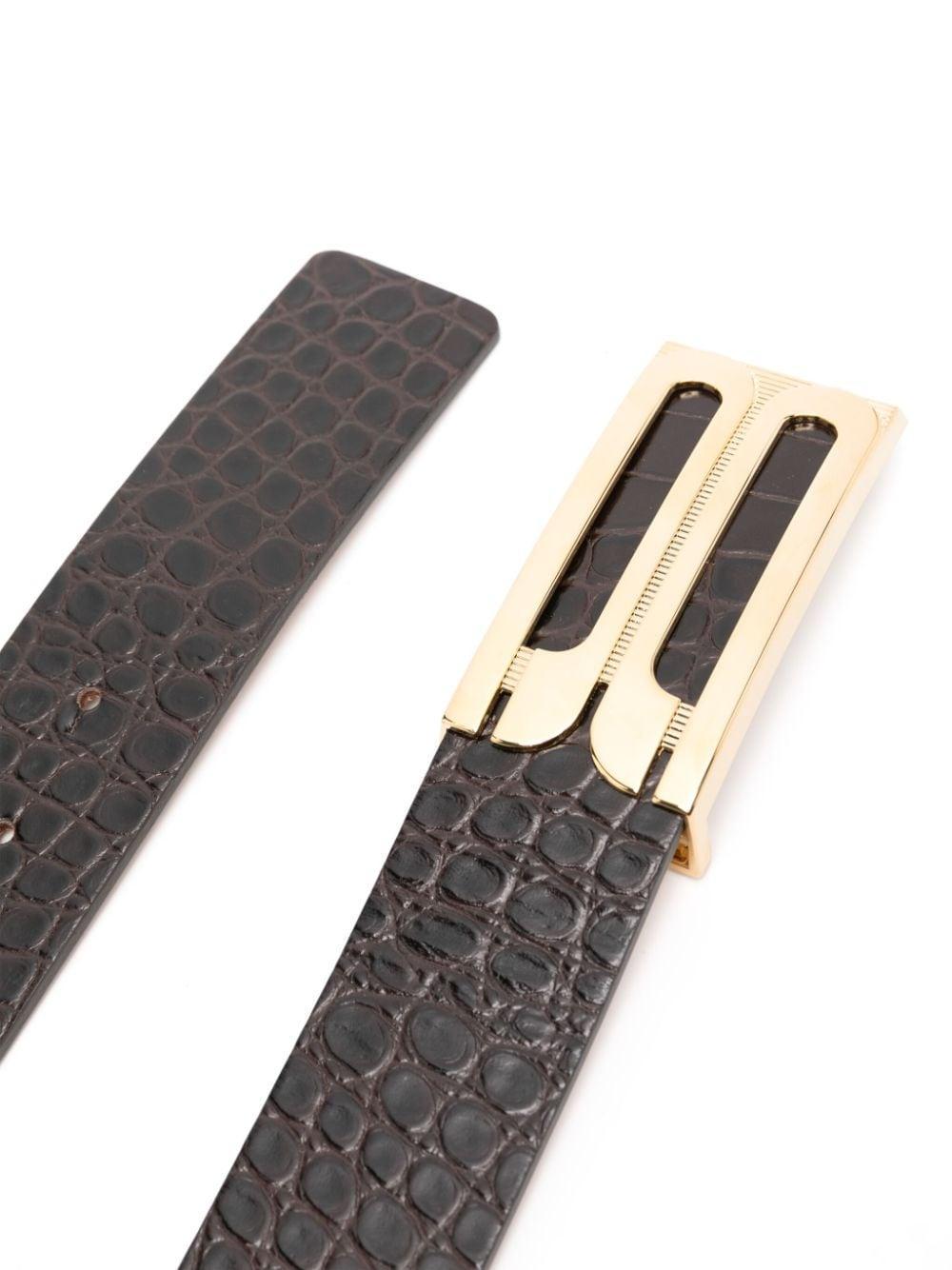 Croc-effect Belt In Brown Product Image