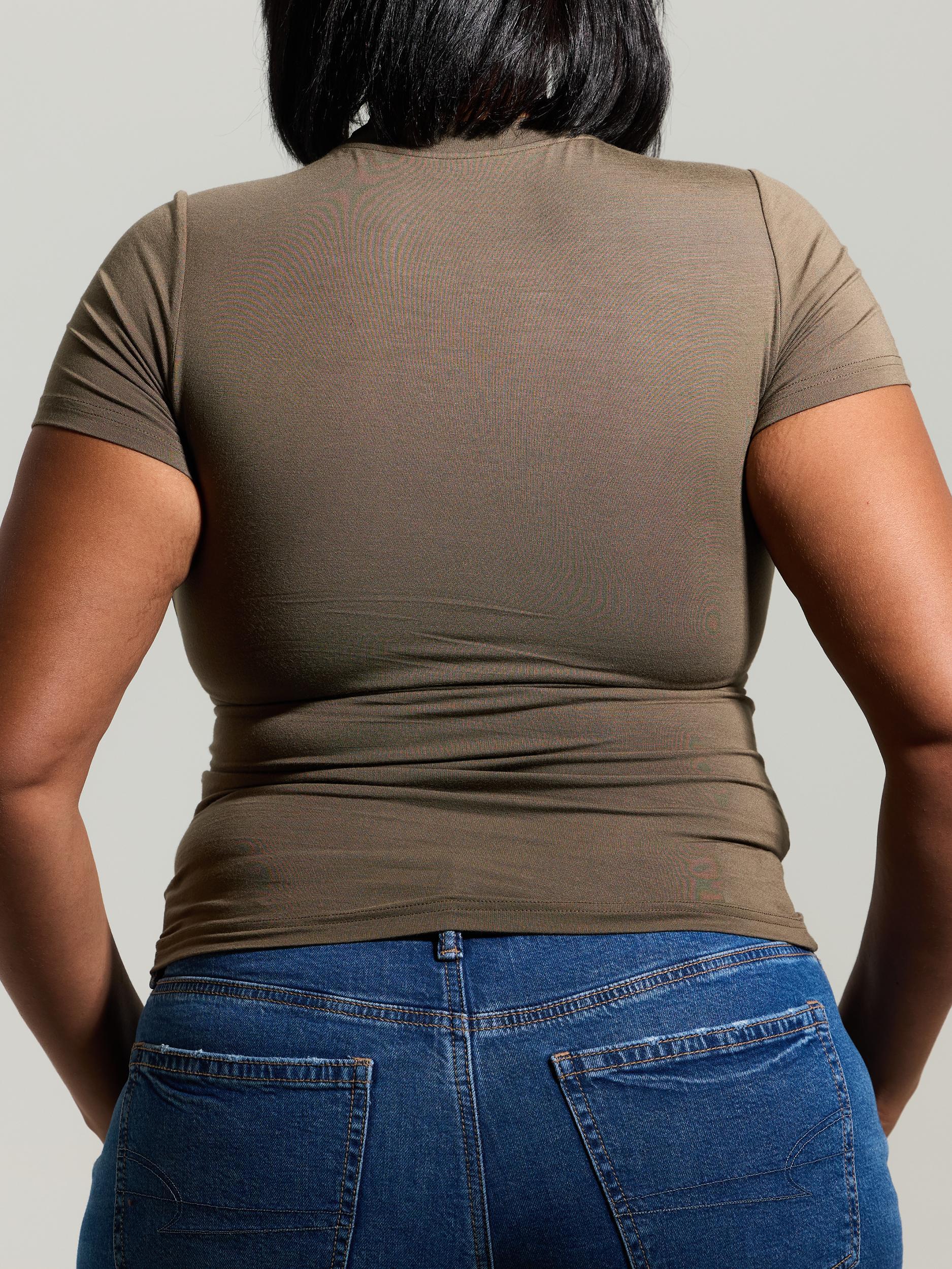 Solid Crew Neck Braless T-Shirt Product Image