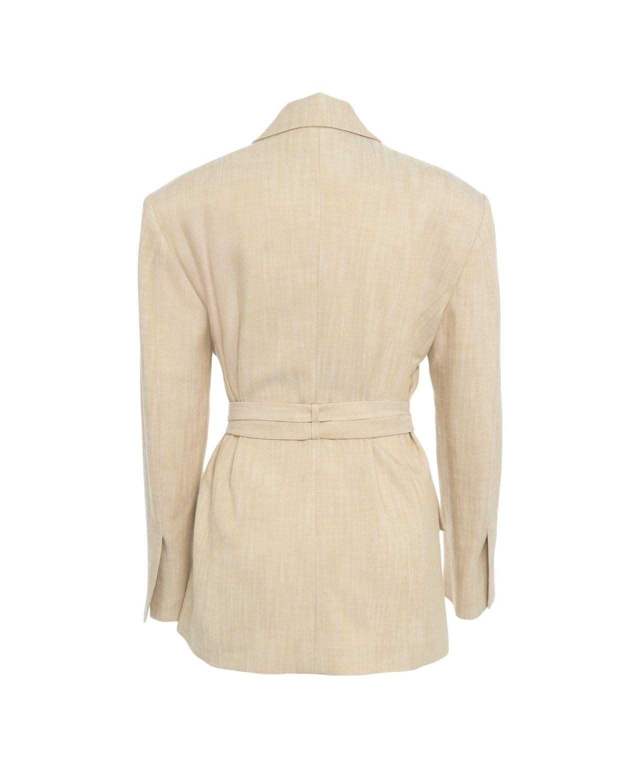 Oversize blazer with double waist belt Product Image