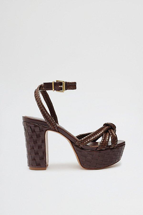 Schutz Kathleen Platform Woven Leather Ankle Strap Platform Sandals Product Image