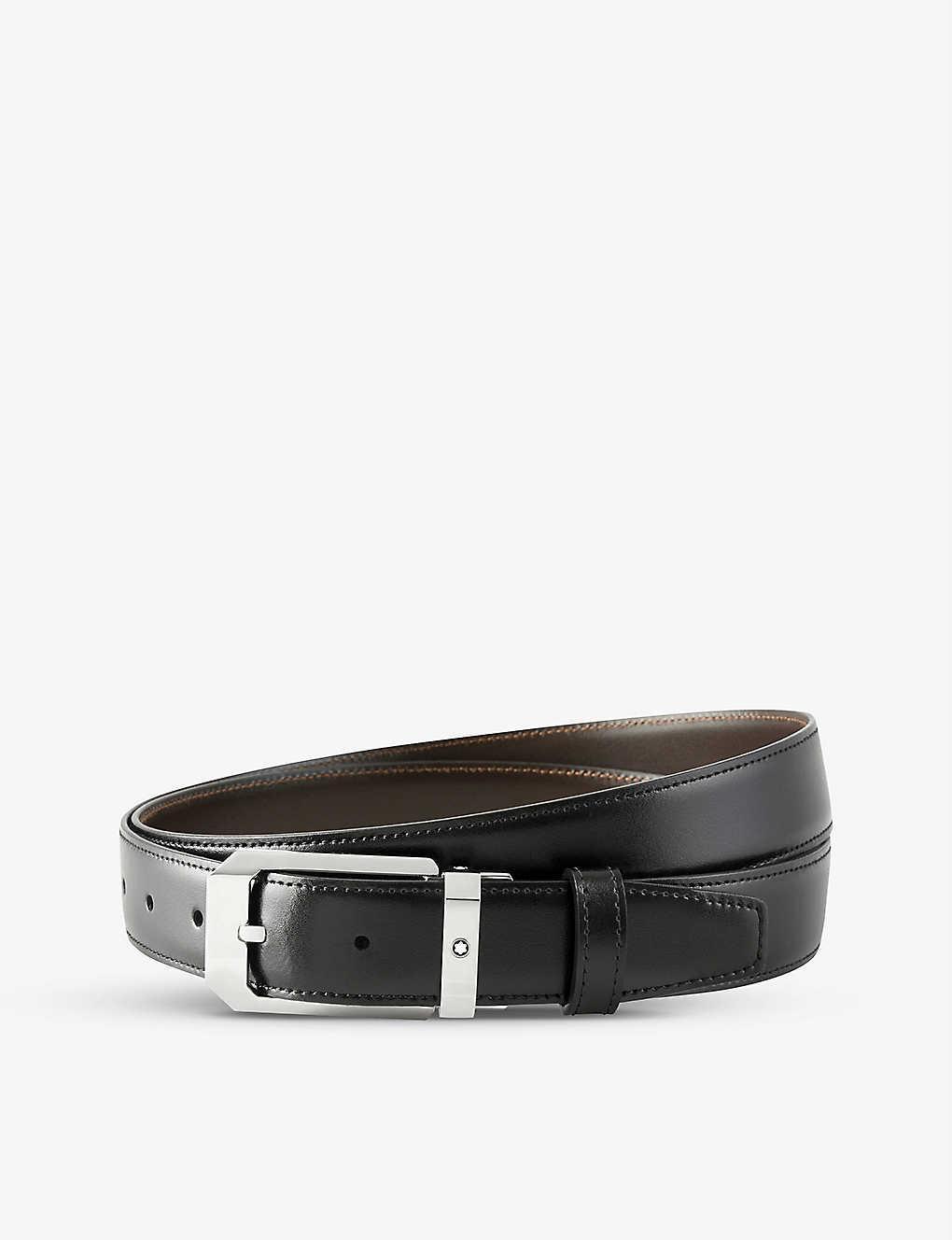 MONTBLANC Mens Reversible Leather Belt In Black Product Image