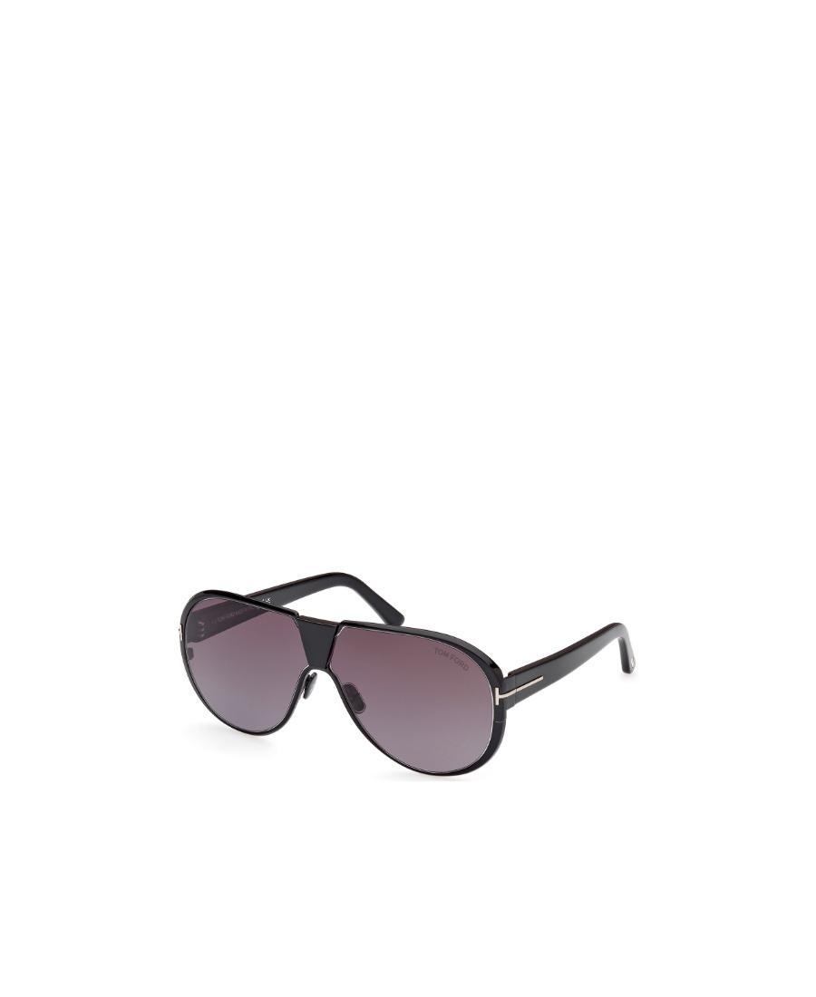 TOM FORD Men's Vicenzo Metal And Acetate Aviator Sunglasses In Shiny Black Smoke Product Image